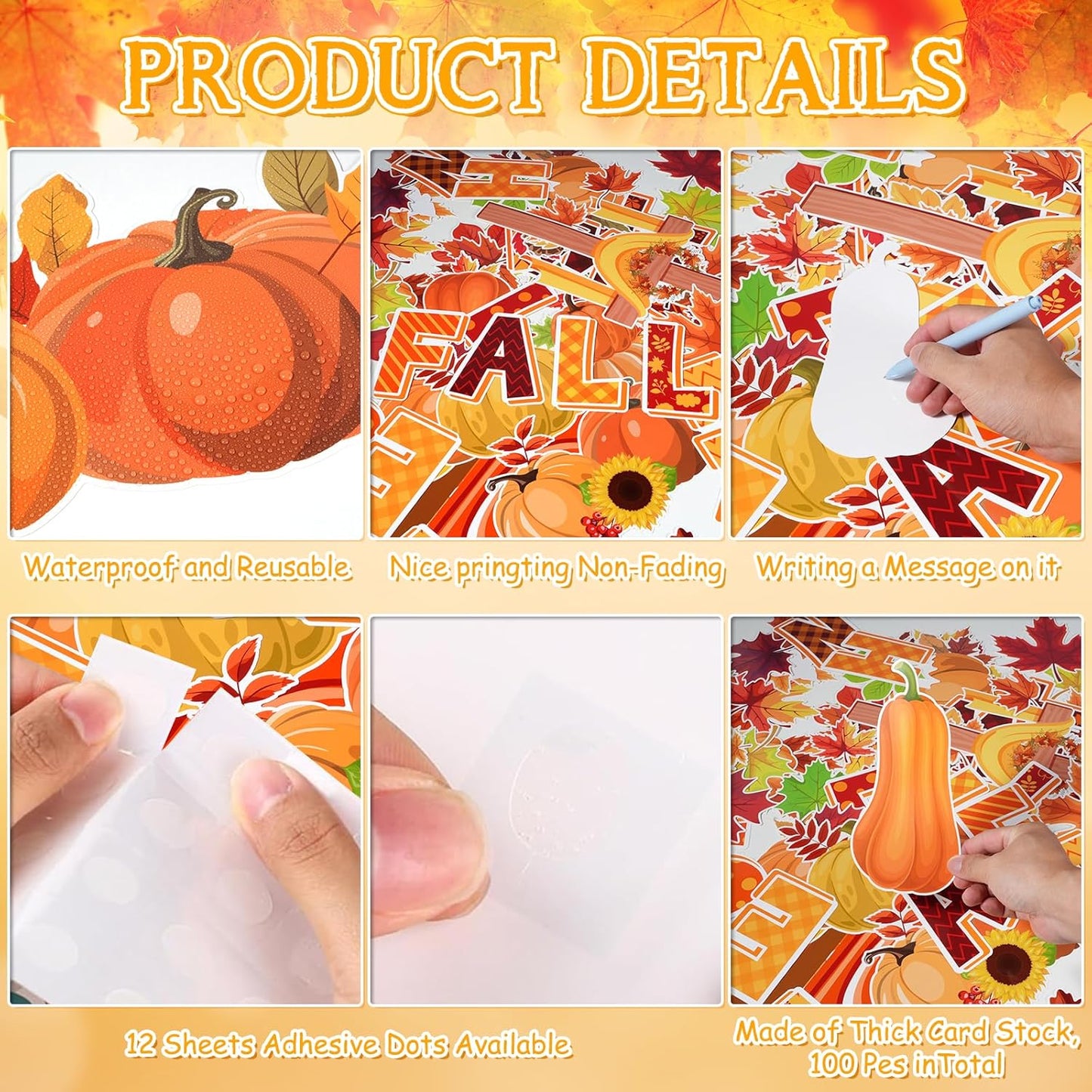 100Pcs Fall in Love with Jesus Bulletin Board Set Fall Christian Decoration Cut-Outs Paper Poster Banner with Fall Tree Leaves Pumpkin Cross Truck Patterned for Religious Church Classroom Decor