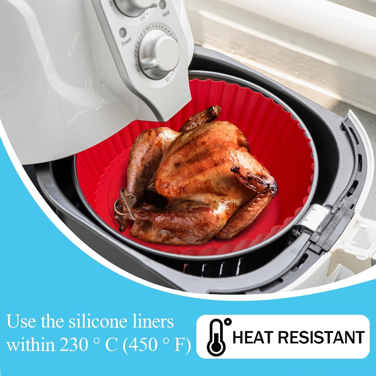 Air Fryer Silicone Liners Pot,8 Inch Air Fryer Basket Liners, Silicone Baking Tray Pots for 3 to 5 Qt for Air Fryer Oven Reusable Baking Tray Oven Accessories (Red+Black)