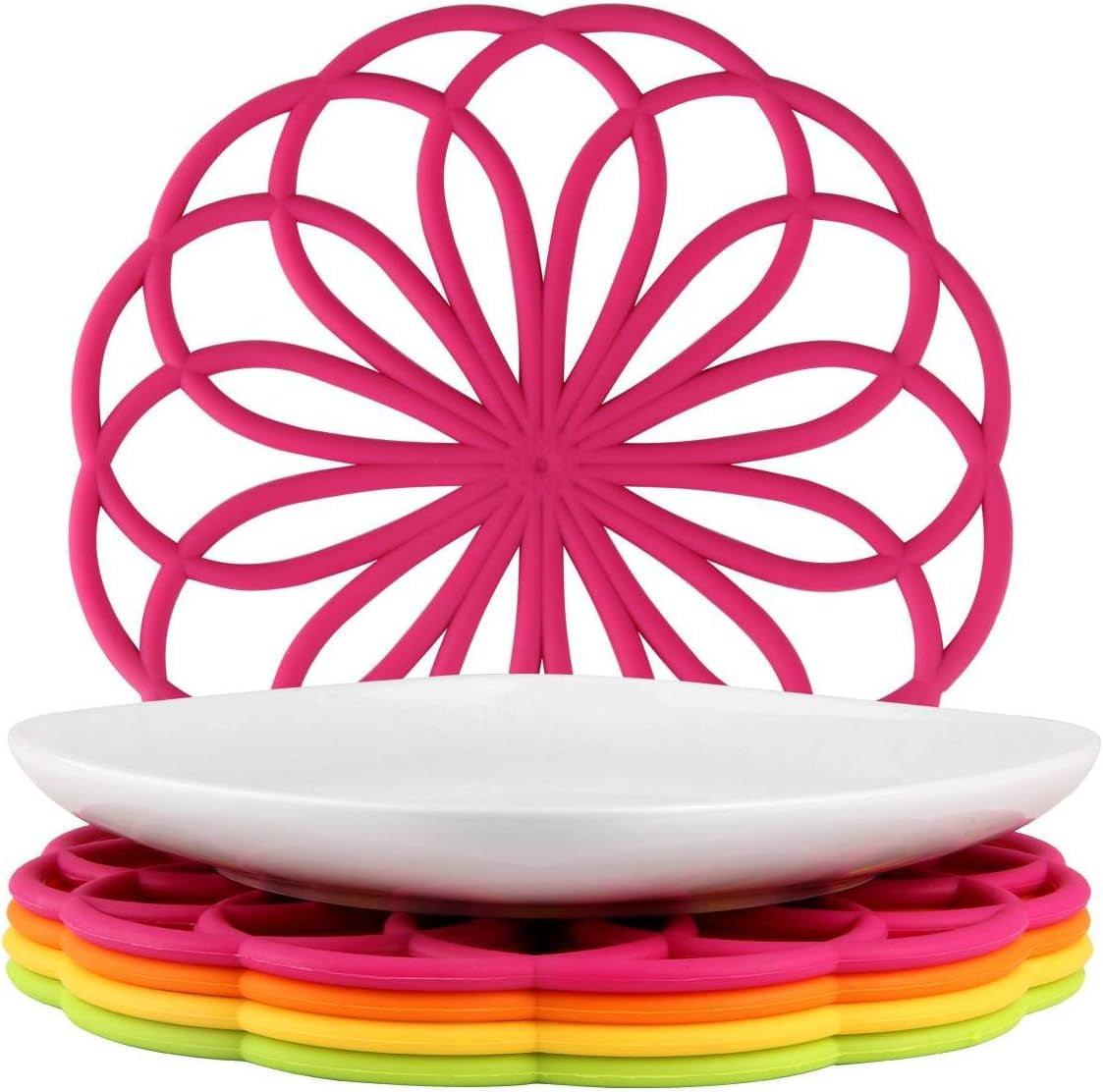 Silicone Trivet Mat - Kitchen Hot Pads for Pots & Dish - Insulated Teapot Trivet - Flexible, Durable, Non-Slip Large Coasters 3 Set Yellow