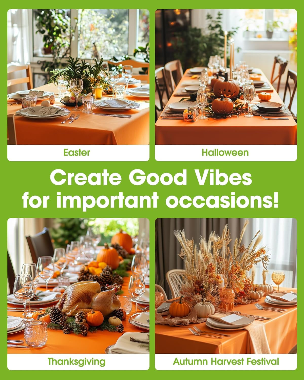Plastic Table Cloth Disposable 20 Pack, 54 X 108 Inch Table Cloths, Halloween Party, Thanksgiving Decorations, Harvest, Fall Tablecloths, Rectangle Tables, Leakproof & Sturdy, Orange
