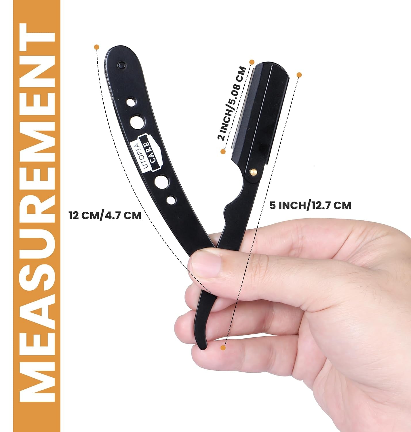 Professional Straight Razor for Men, Barber Straight Edge Razor Safety with 100 Pack Blades, Black