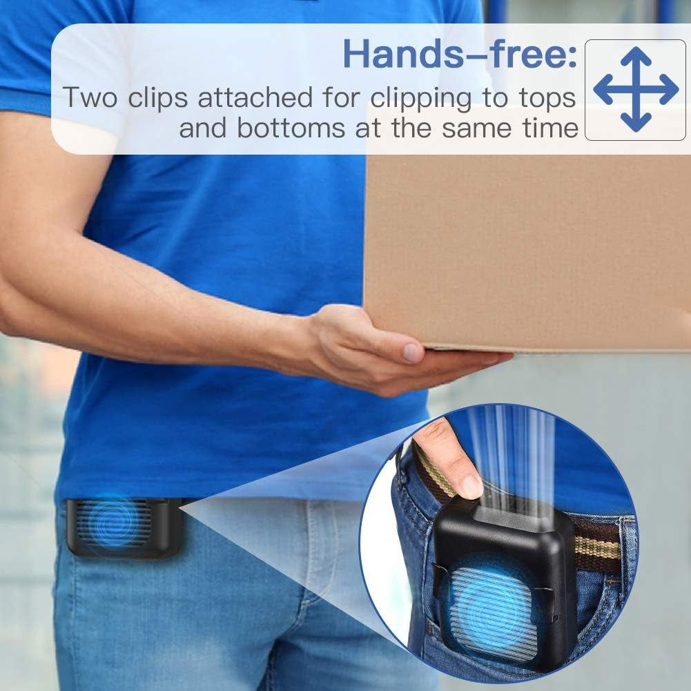 Portable Mini Waist Belt Fan Rechargeable, 23H Use Time, 5100RPM Strong Airflow with 3 Speed Levels, Hands-Free Necklace Fan for Blue Collar, Weeding, Personal under Shirt Cooling for Outdoor