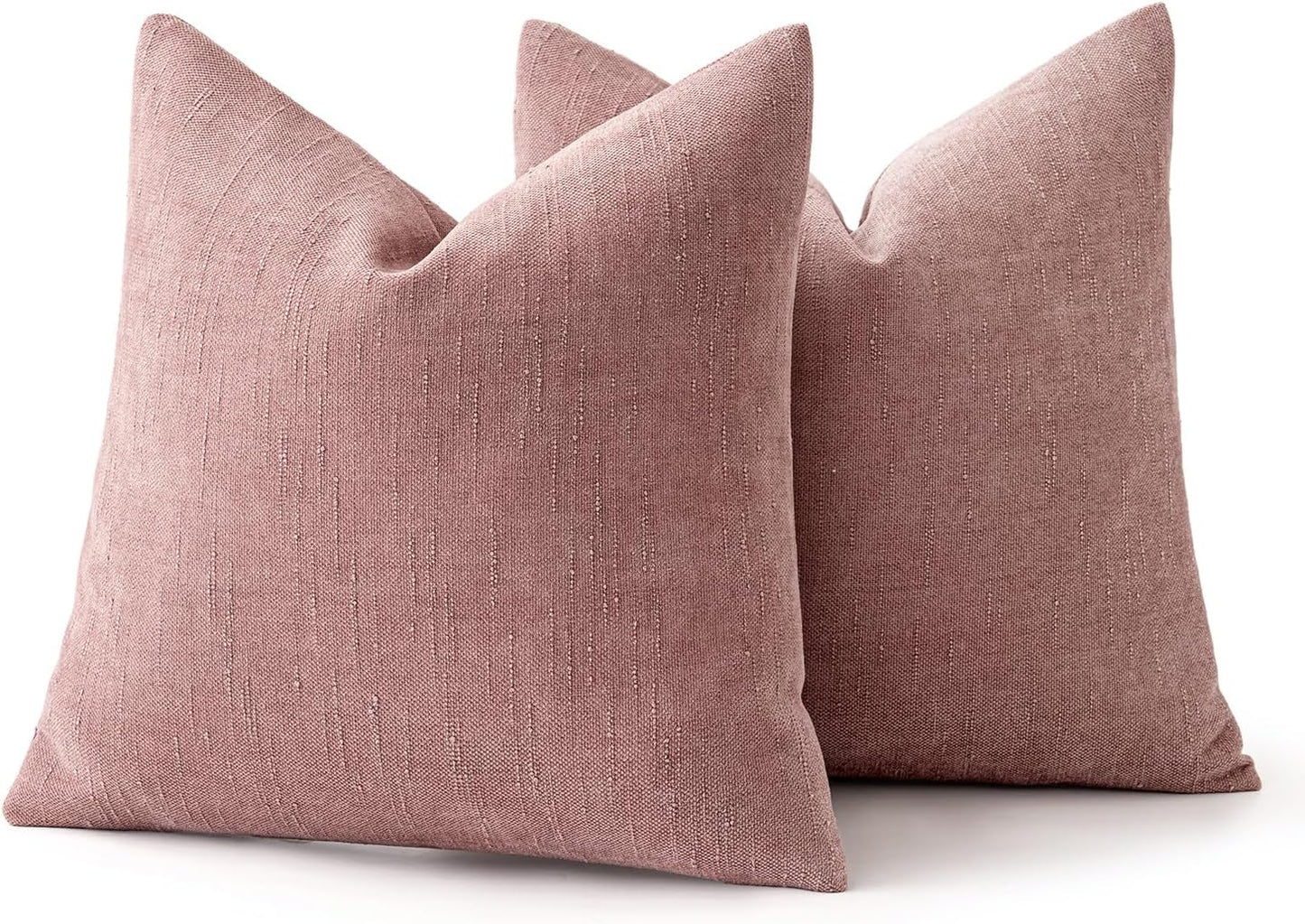 Set of 2 Soft Chenille Decorative Throw Pillow Covers - Solid Textured Cushions for Spring and Valentine's Day, 20x20 Inch, Blush Pink