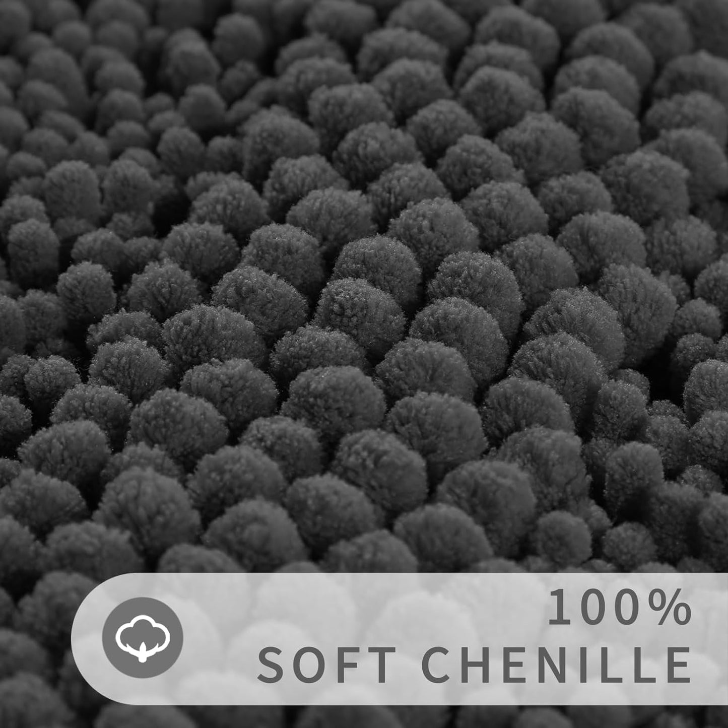 Toilet Rugs U Shaped Washable 24 X 24, Non Slip and Super Absorbent Toilet Mat, Quick Dry, Ultra Luxury Microfiber Chenille Plush Fluffy Contour Bath Rugs for Toilet Base, Dark Grey