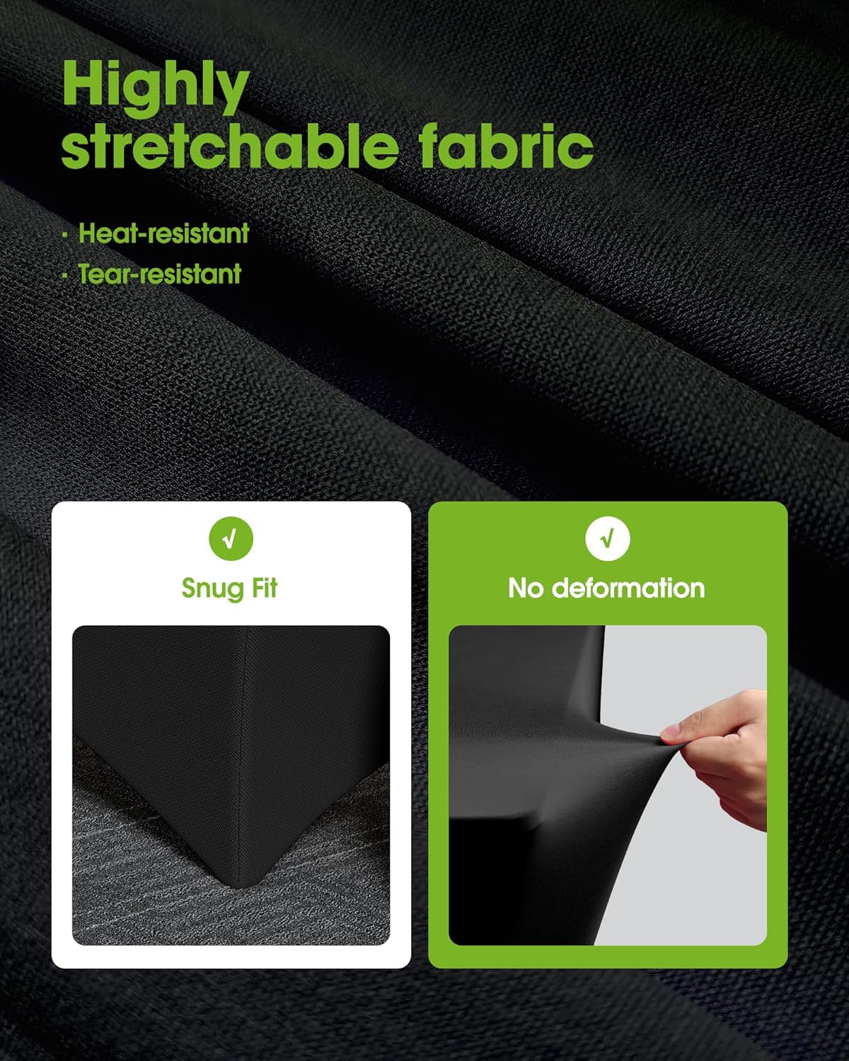 Spandex Tablecloth 6Ft - 2 Pack, Fitted and Tight Cloth for Rectangle Table, Wrinkle-Free and Stretch Table Cover for Party, Wedding, Banquet and Birthday, Black