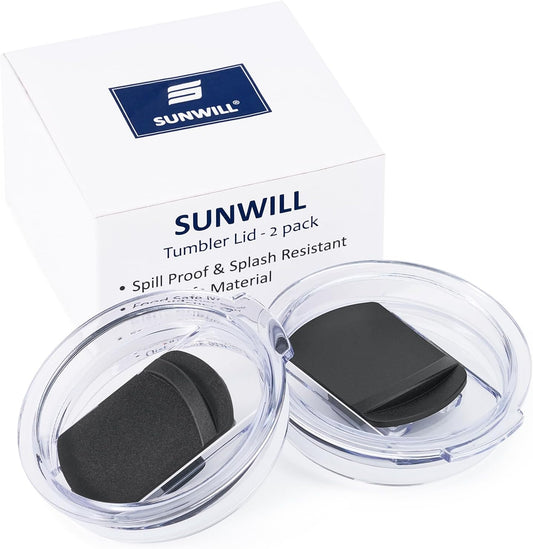 Lid for  14Oz Mugs and 20Oz Tumblers Only, Spill and Splash Resistant Sliding Covers Replacement 2 Pack Black, Straw Friendly, BPA Free