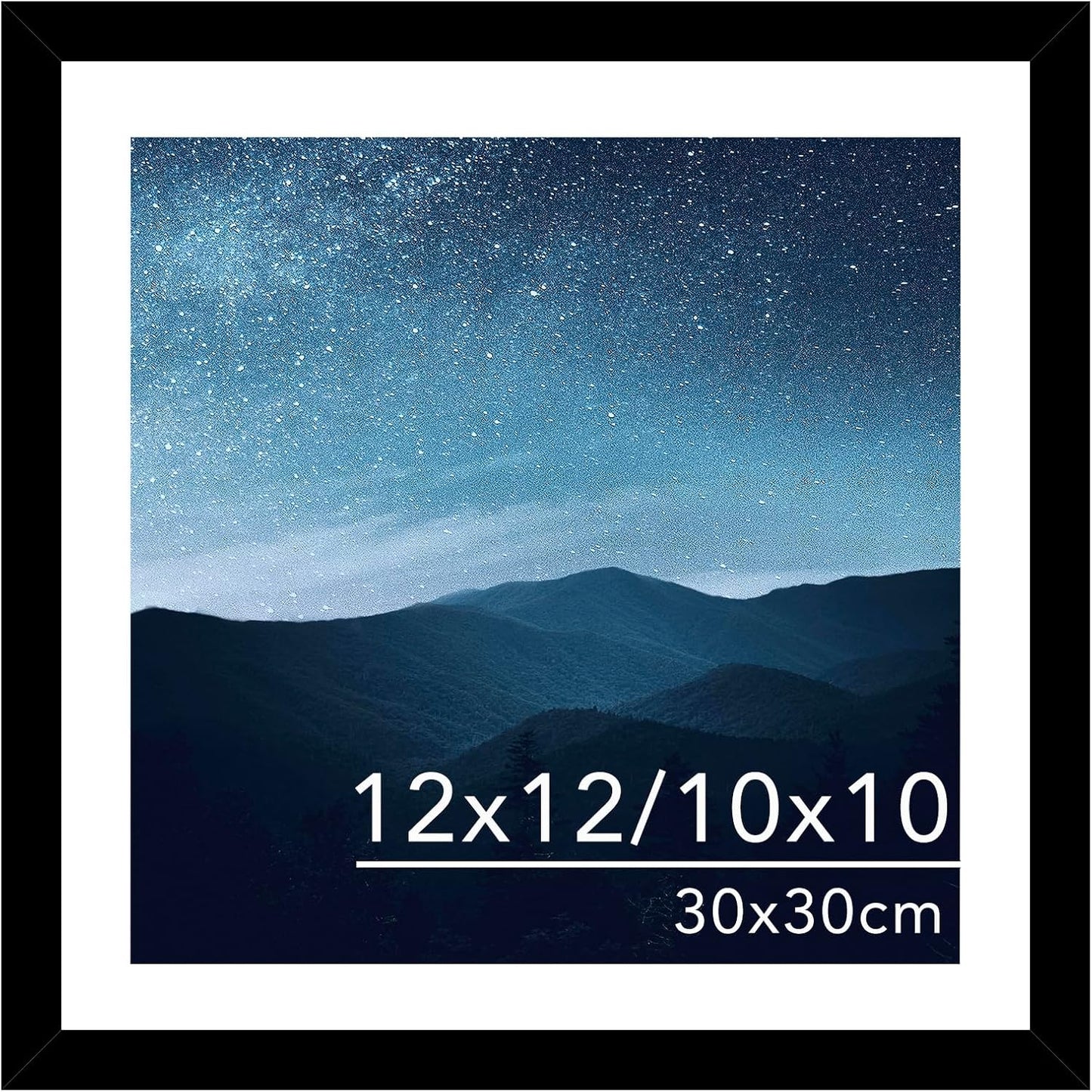 12X12 Picture Frame with Mat for 30 X 30Cm Diamond Art Painting, Display Photo 10X10 or 12 X 12 without Mat, Wall Hanging Large Frame with Plexiglass, Black