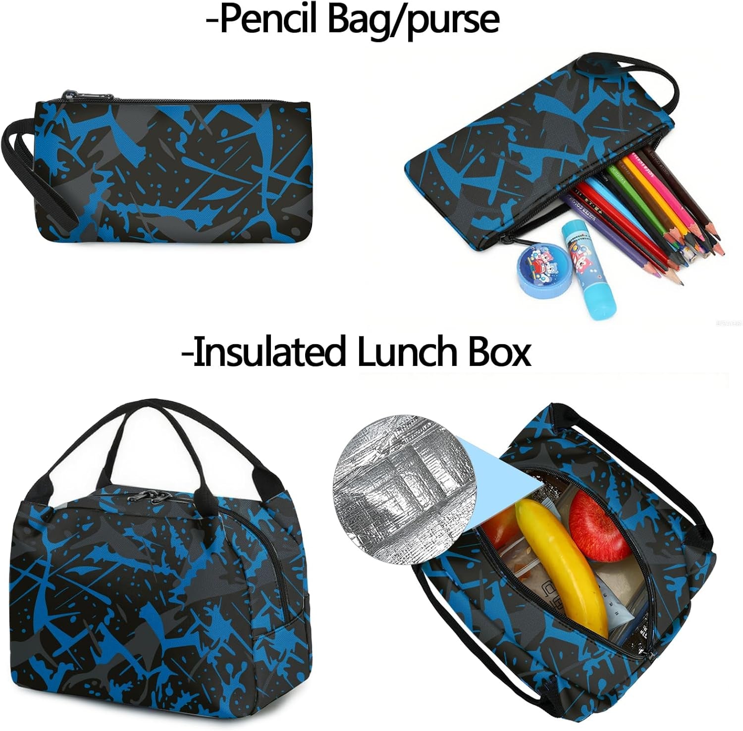 School Backpack for Boys Teens Bookbag Travel Daypack Kids Girls Lunch Bag Pencil Case