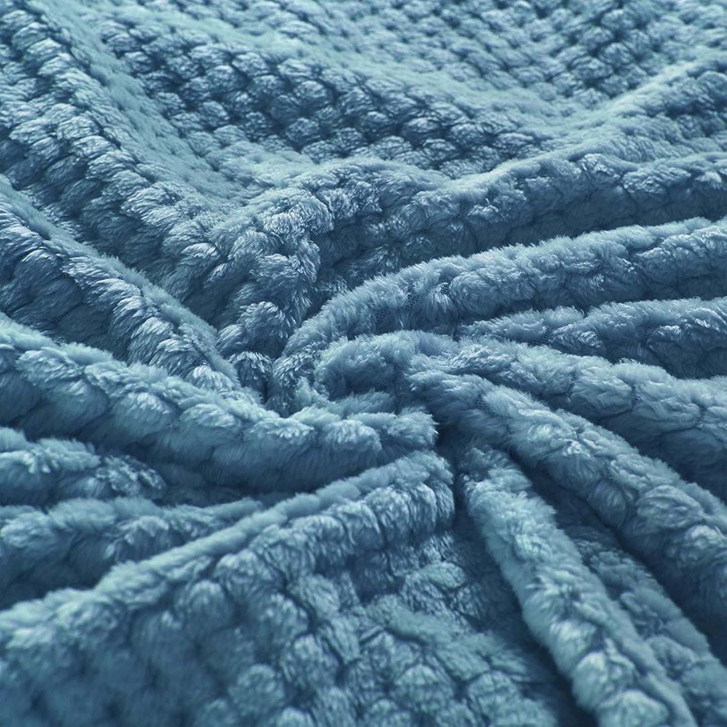Extra Large Fleece Throw Blanket - Super Soft and Warm Waffle Textured Blanket for Couch, Sofa, and Bed (Slate Blue, 50X70 Inches)