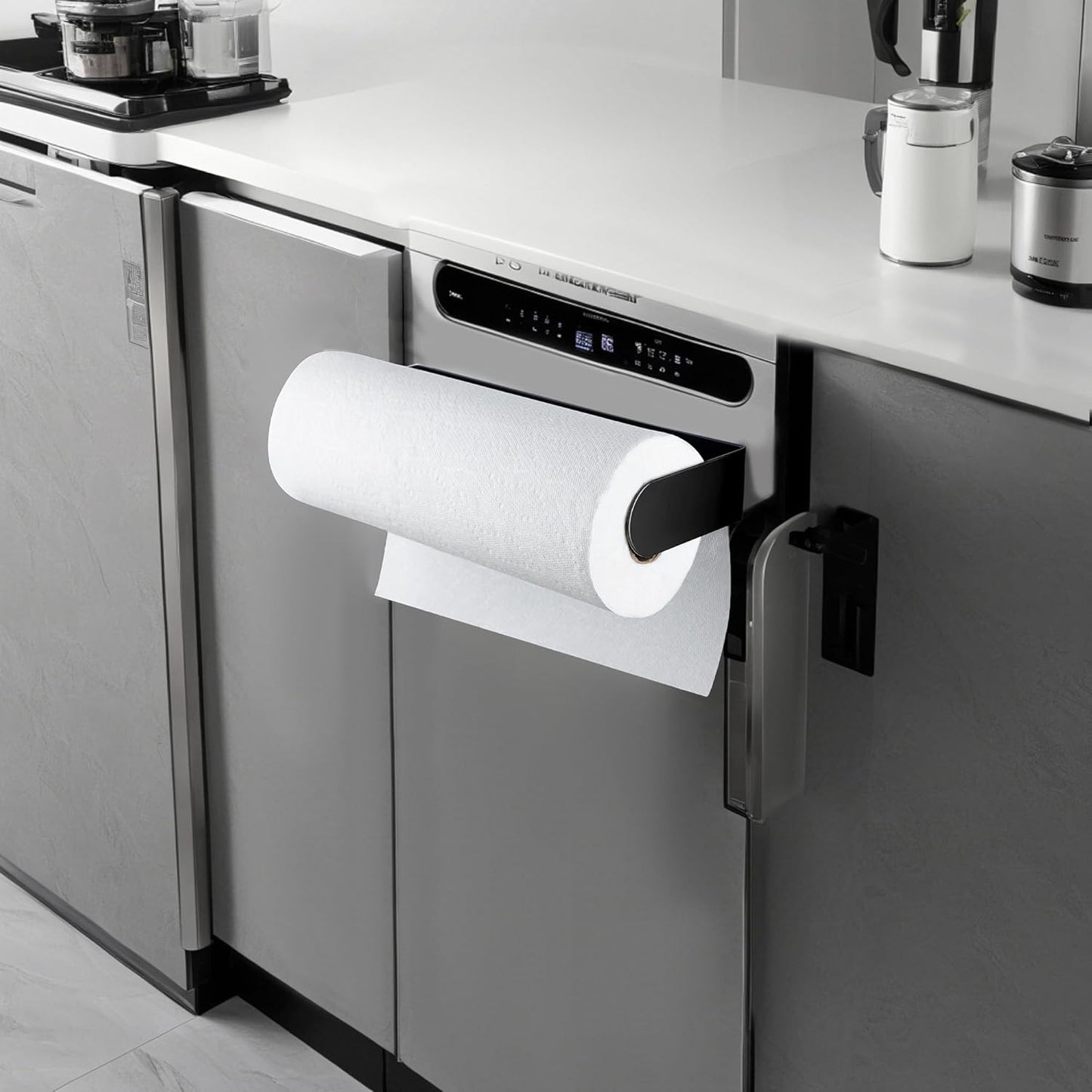 Magnetic Black Paper Towel Holder for Kitchen, Outdoor Grill, and Garage - Durable Stainless Steel Rack with Strong Magnets