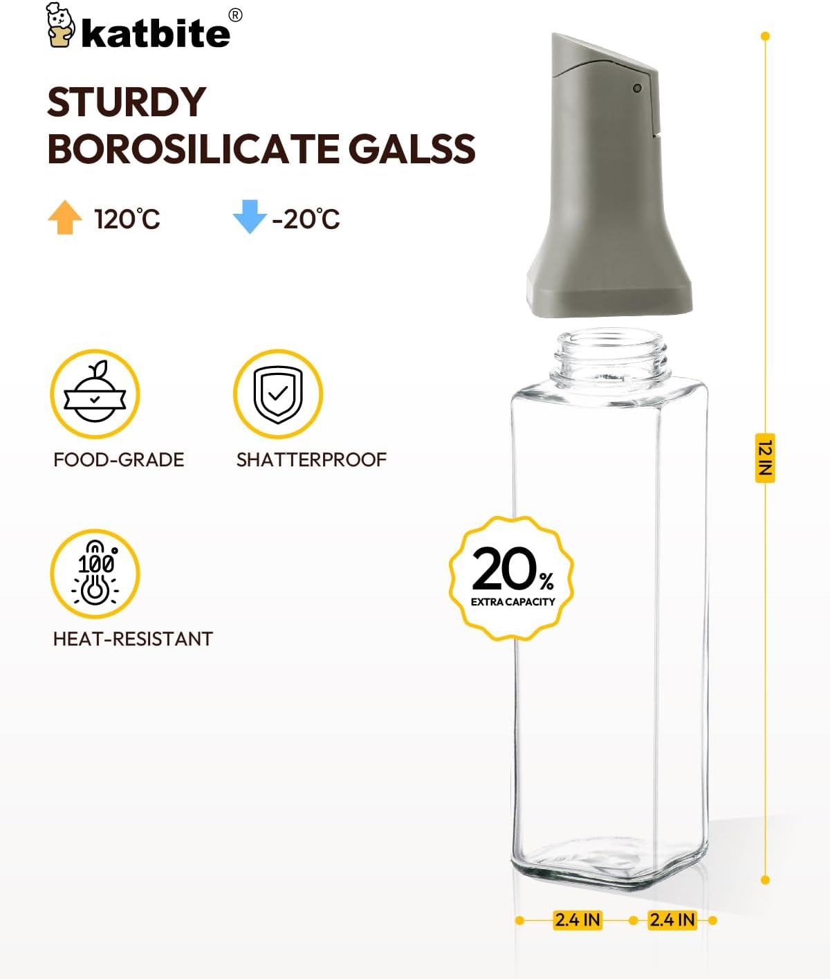 16Oz Glass Olive Oil Dispenser Bottle for Kitchen Cooking - Leakproof Kitchen Essential with Precise Pouring Spout for Salad, Air Fryer, BBQ, Non-Stick Pans, Easy Refill and Use, Dark Grey