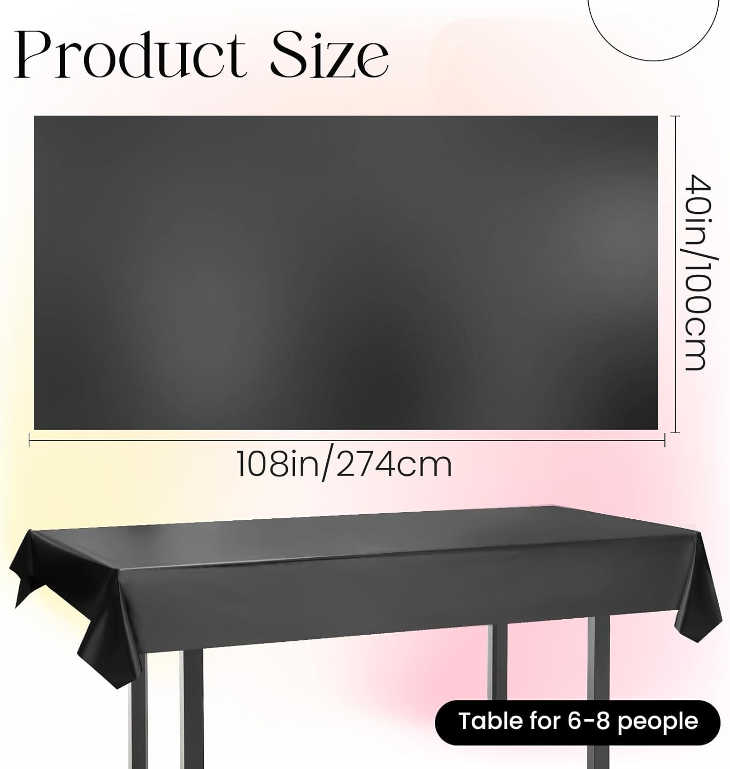 Set of 2 Black Plastic Tablecloths with Metallic Matte Finish, 40" x 108", Ideal for Halloween, Graduation, Space, Scorpio Birthday Parties, and Anniversary Event Decorations