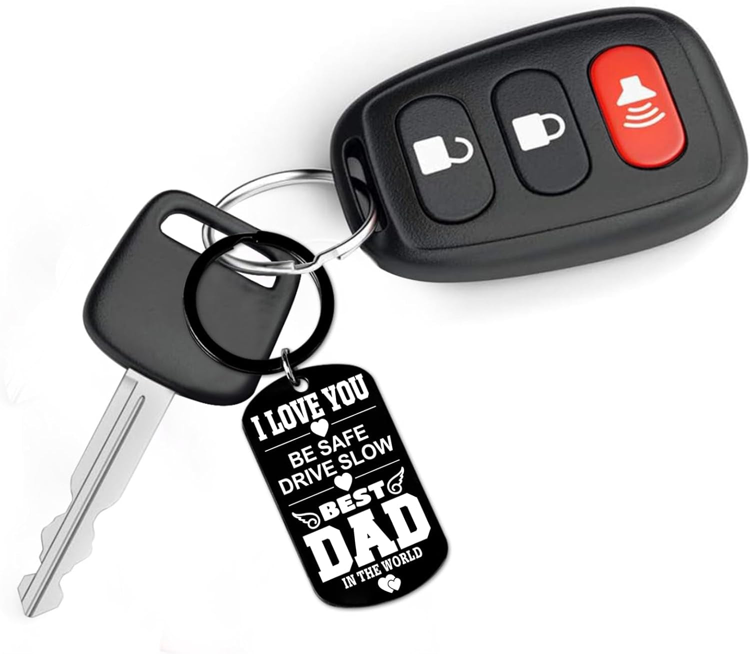 Gifts for Dad - I LOVE YOU BE SAFE DRIVE SLOW BEST DAD in the WORLD Keychain Dad Gifts for Fathers Day, Birthday Valentines Day Secret Santa Christmas Xmas Stocking Stuffer White Elephant Gift