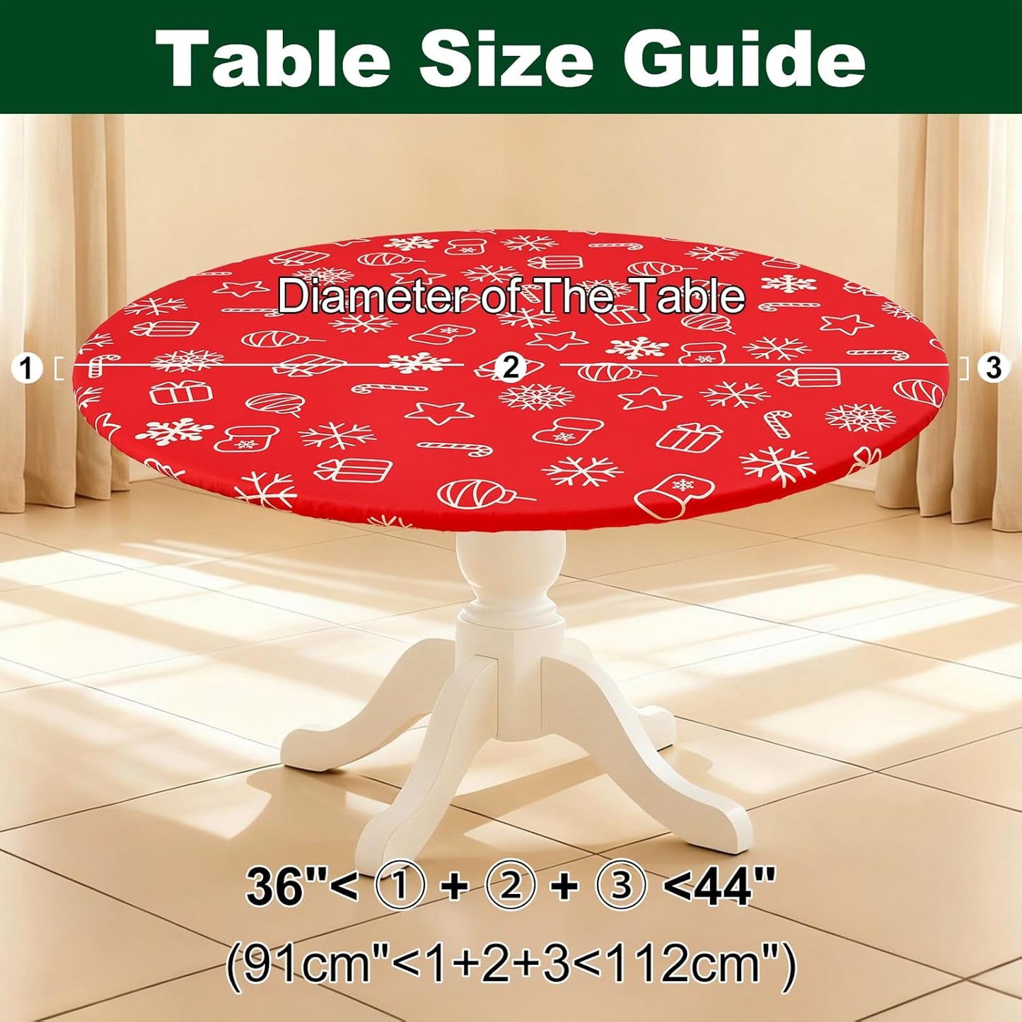 round Spandex Tablecloth, Elastic Fitted Washable Tablecloths for 36"-44" Tables, Waterpoof Stretch Picnic Table Cover for Dining, Indoor and Outdoor, Snowflake