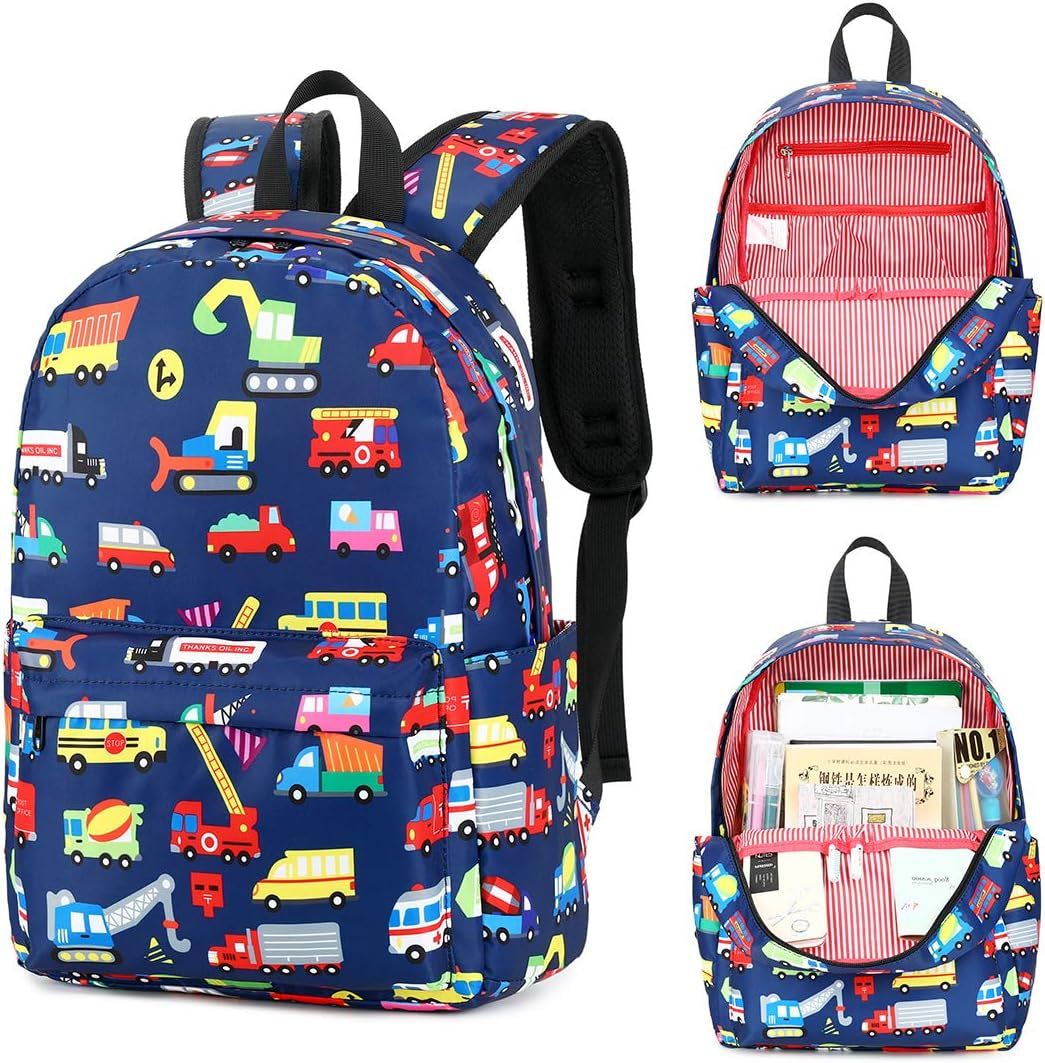 Preschool Backpack Kids School Bookbags for Boys Girls Kindergarten Toddler School Bags (Truck Navy)