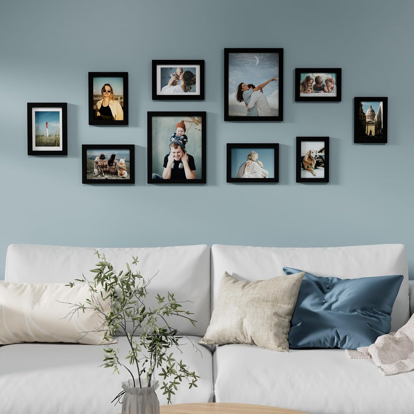10 Pack Picture Frames Collage Wall Decor, Gallery Wall Frame Set for Wall or Tabletop Display, Engineered Wood and Shatter-Resistant Plexiglass, Multi Sizes with 8X10, 5X7, 4X6 Frames, Black