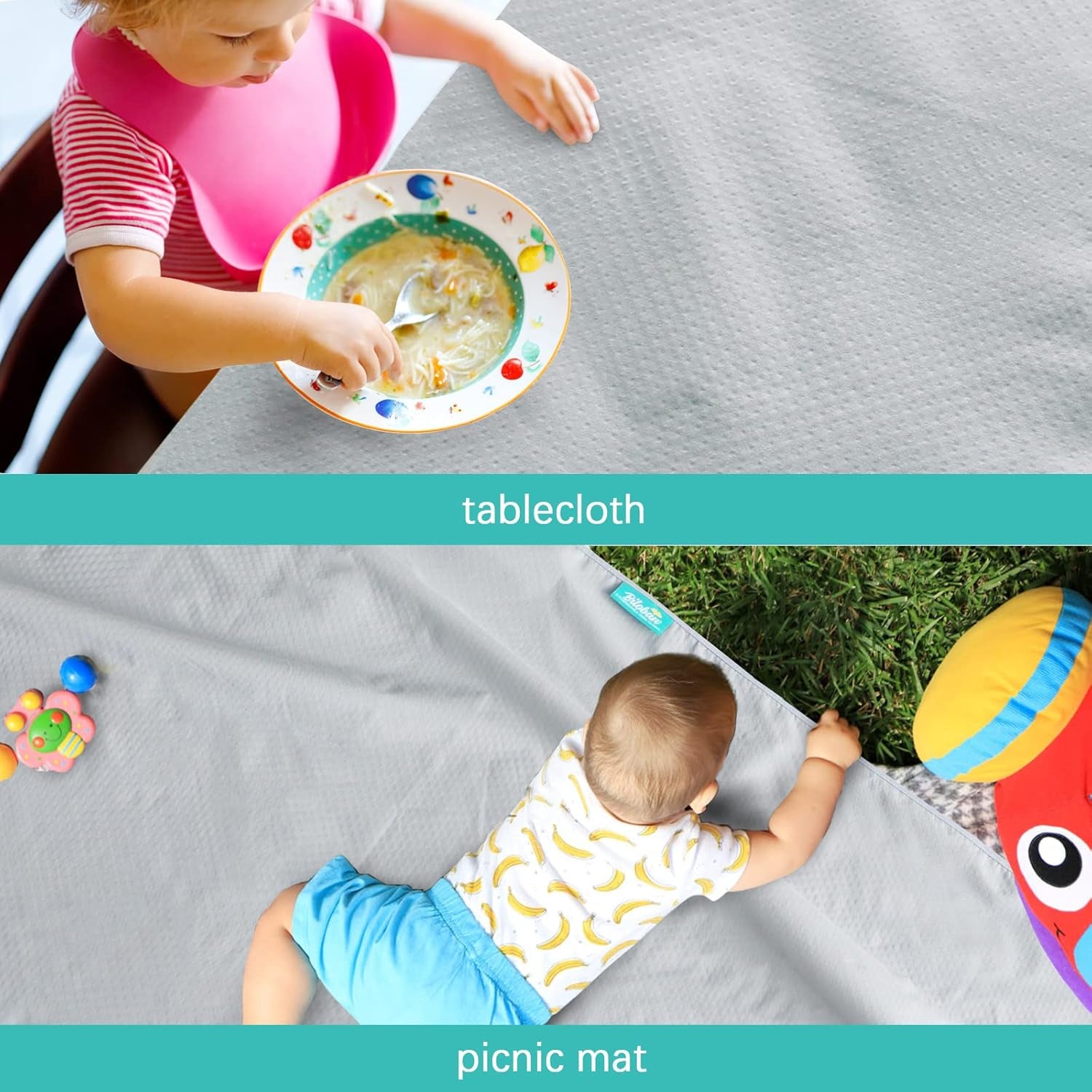 Splat Mat 2 Pack for under High Chair & Arts & Crafts & Eating Mess, Waterproof 42''×46'' Baby Playtime Anti-Slip High Chair Mat for Floor or Table, Reusable & Portable Splash Mat