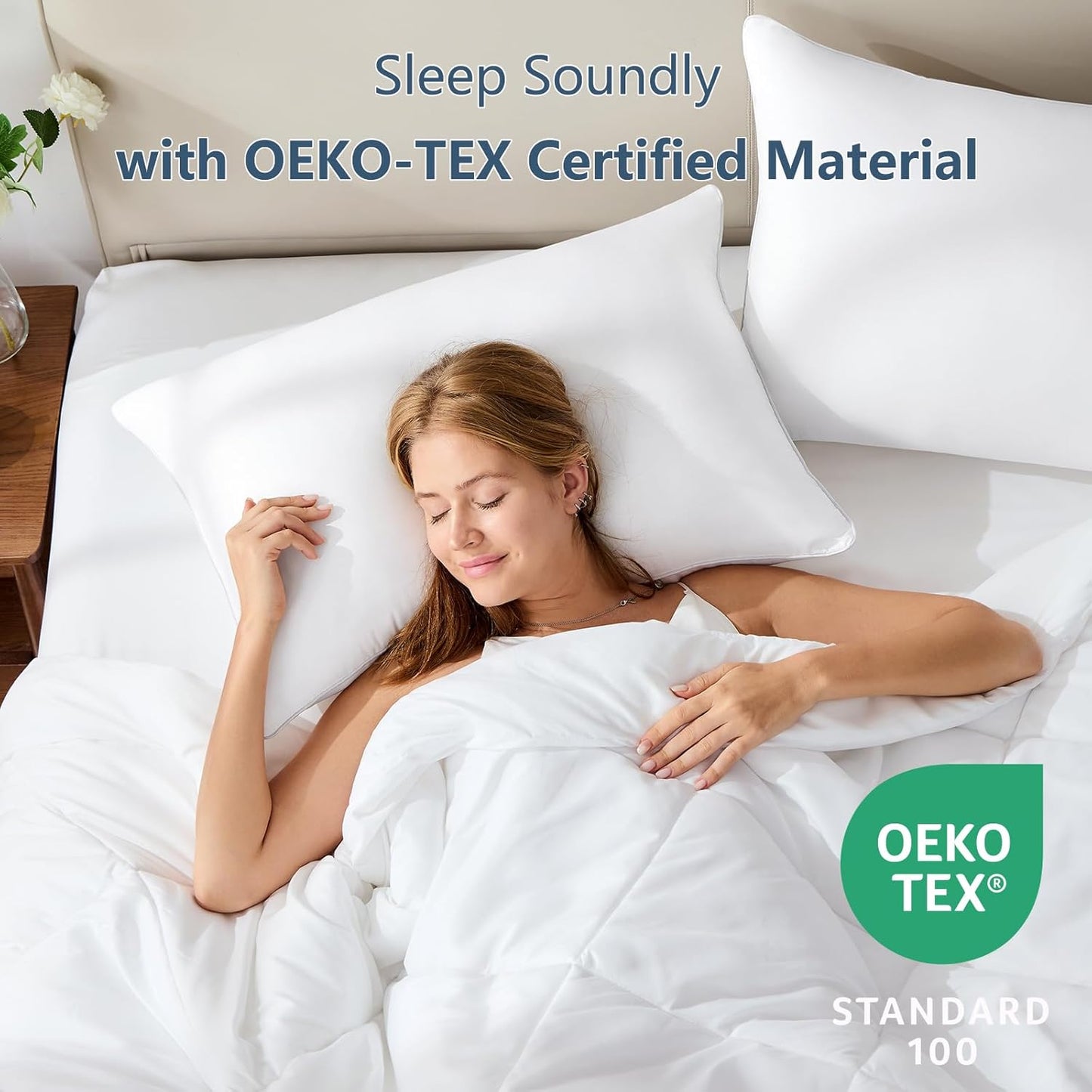 Queen Mattress Pad Cotton Mattress Cover Quilted Fitted Mattress Protector & Pillows Queen Size Set of 2, Hotel Quality Bed Pillows for Sleeping 2 Pack