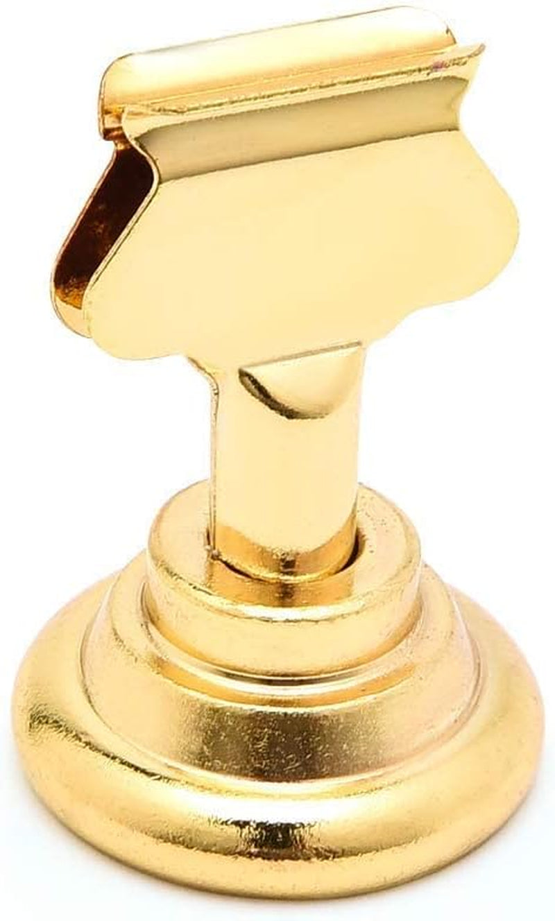 16 Pieces Table Card Holder Place Card Holders 1.7 Inches Gold Steel Card Holders for Photos, Food Signs, Memo Notes, Weddings, Restaurants, Birthdays. (Gold)