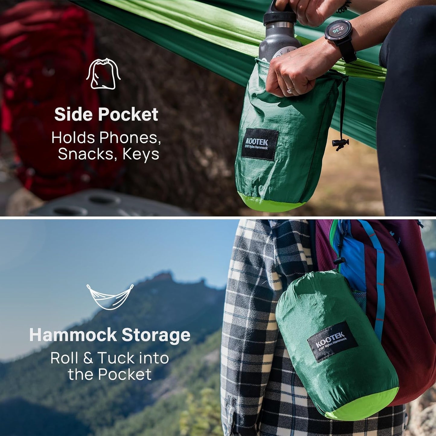 Camping Hammock 500 Lbs Capacity, Portable Hammocks with Tree Straps & Attached Carry Bag, Camping Essentials Gear, Perfect for outside Indoor Hiking Beach Backpack Travel
