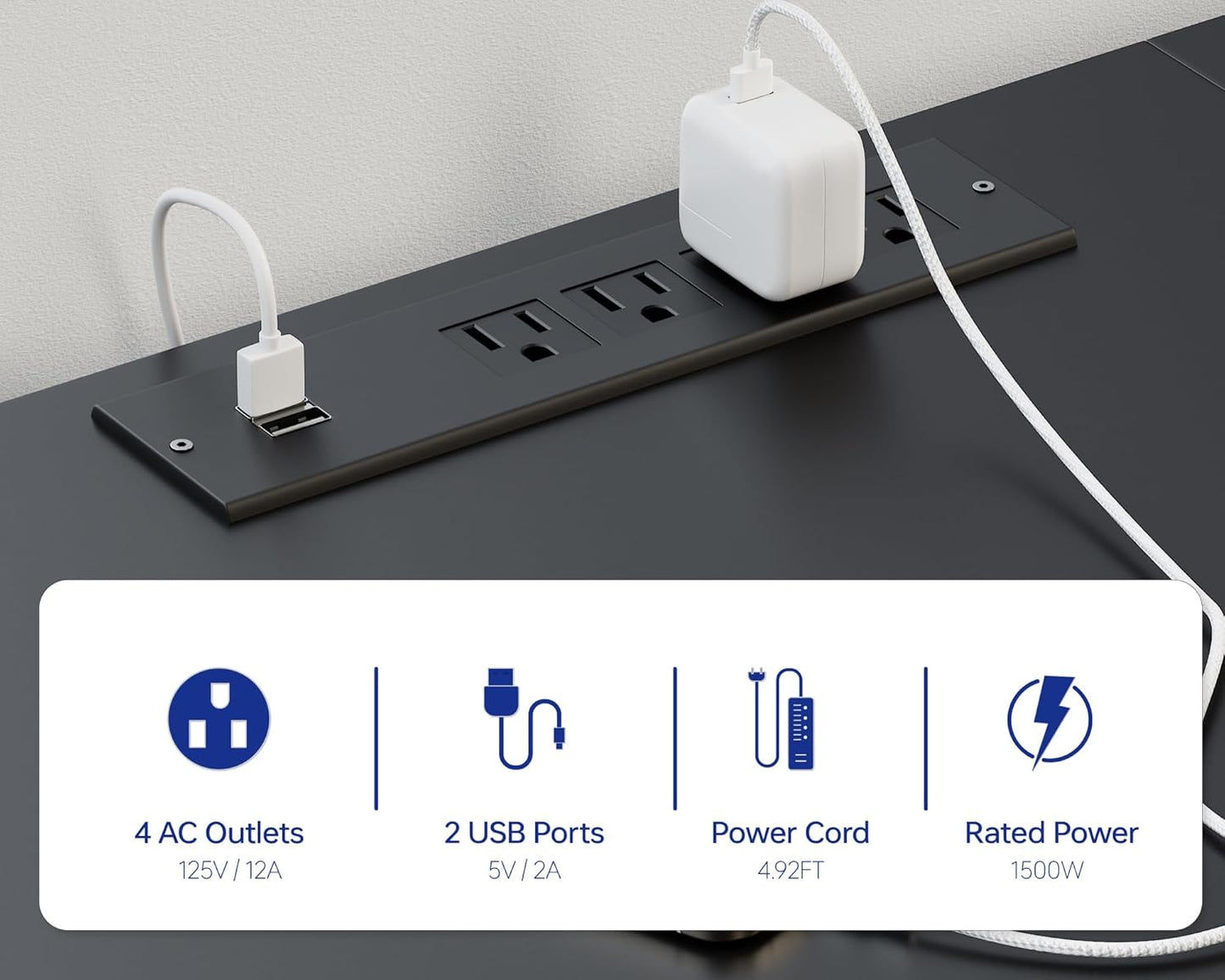 71 Inch Large Computer Desk with Power Outlets,U Shaped Corner Desk for Home Office Work and Gaming White