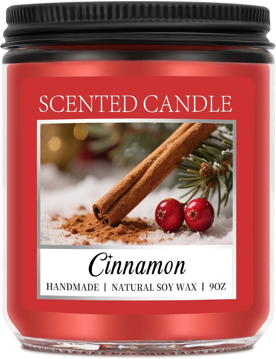 Cozy 9OZ Cinnamon Candle Scented Strong, Christmas Candles Cinnamon Stick Apple Scented with 50+ Hours of Burn Time, Fall & Winter Christmas Candles Gifts & Hoilday Home Décor