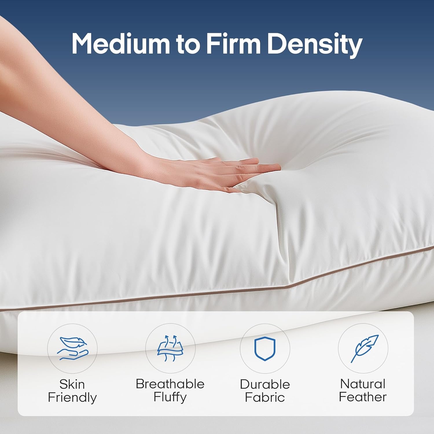 ® Goose Feathers and down Pillows, Bed Pillows with 100% Cotton Cover, 2 Pack, King Size, 20X36 Inches