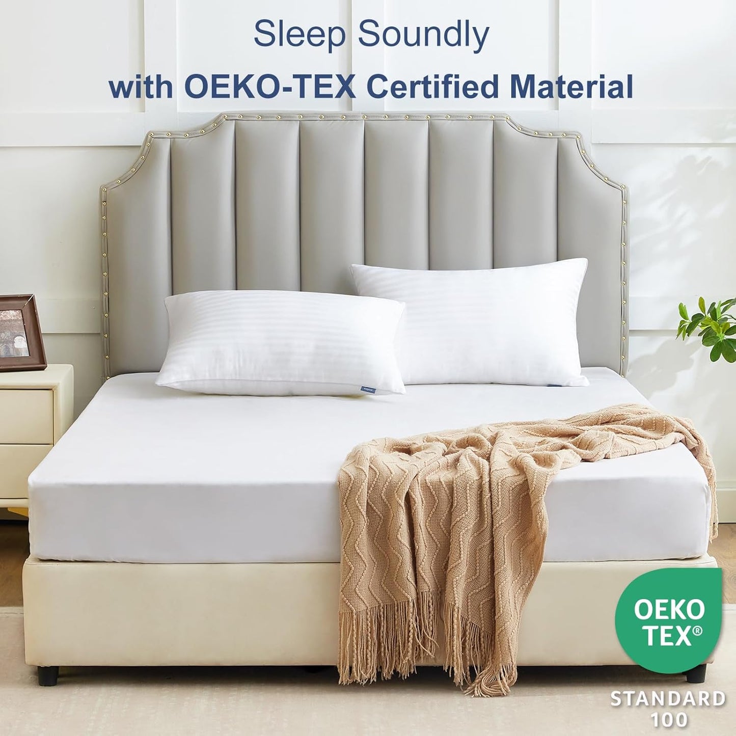 Pillows Queen Size Set of 4, Cooling Hotel Quality Bed Pillows with Premium Soft down Alternative Fill for Side Back and Stomach Sleepers - 4 Pack, Queen, 18X28 Inches