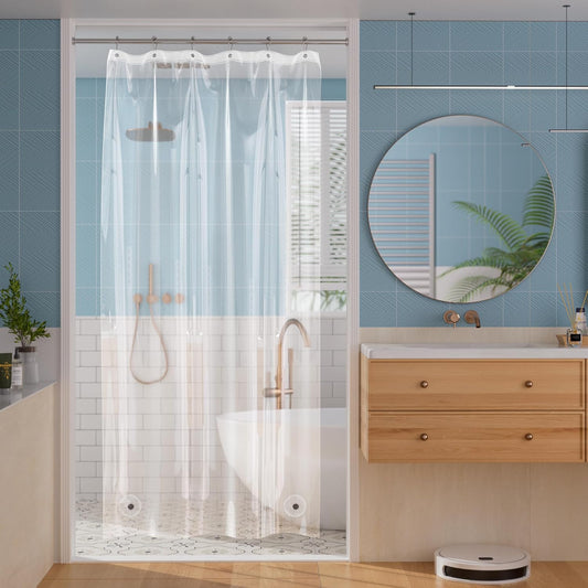 Shower Stall Curtain Liner, 36X72 Clear PEVA Lightweight Single Stall Narrow Shower Curtain for Bathroom with 2 Magnets and 6 Rustproof Grommet Holes