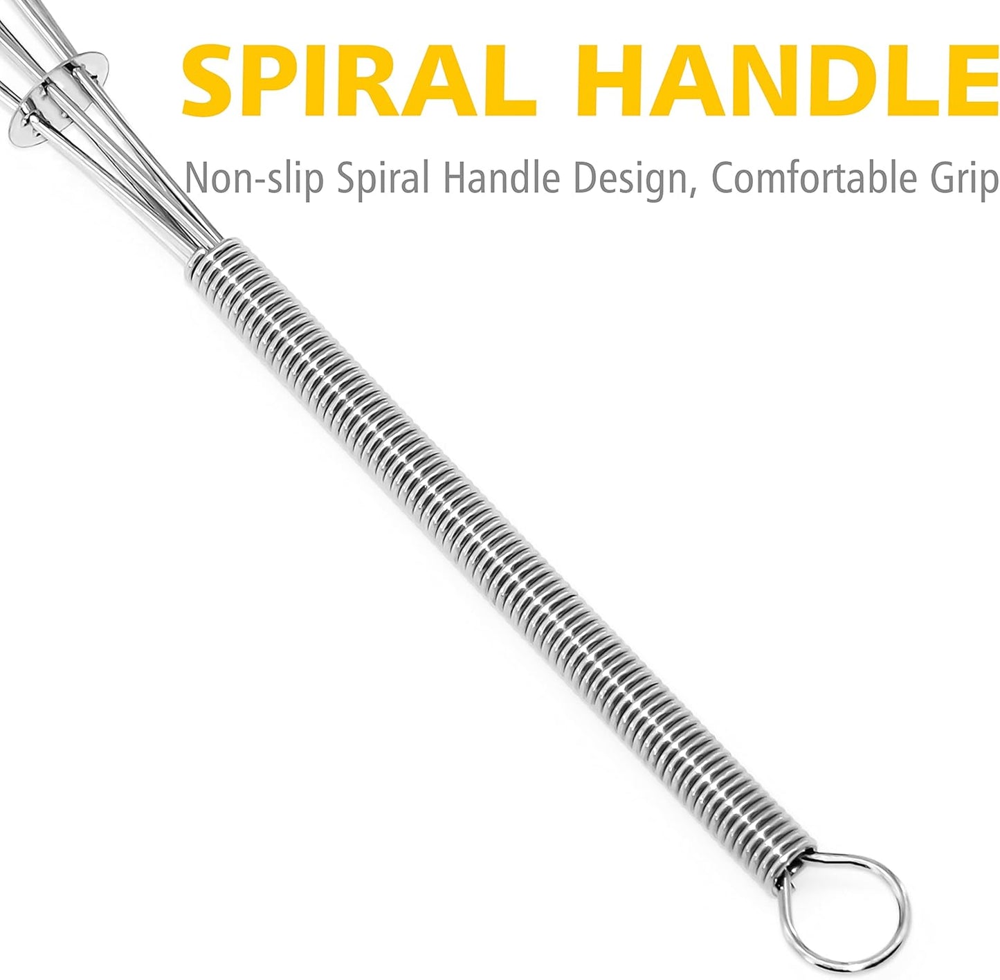 Small Wire Whisk Set of 2, Portable Stainless Steel Kitchen Tiny Whisk & Egg Beater with Thick Wire - Sturdy Mini Mixing Balloon for Cooking, Blending, Whiping, Beating and Stirring (6" + 8")