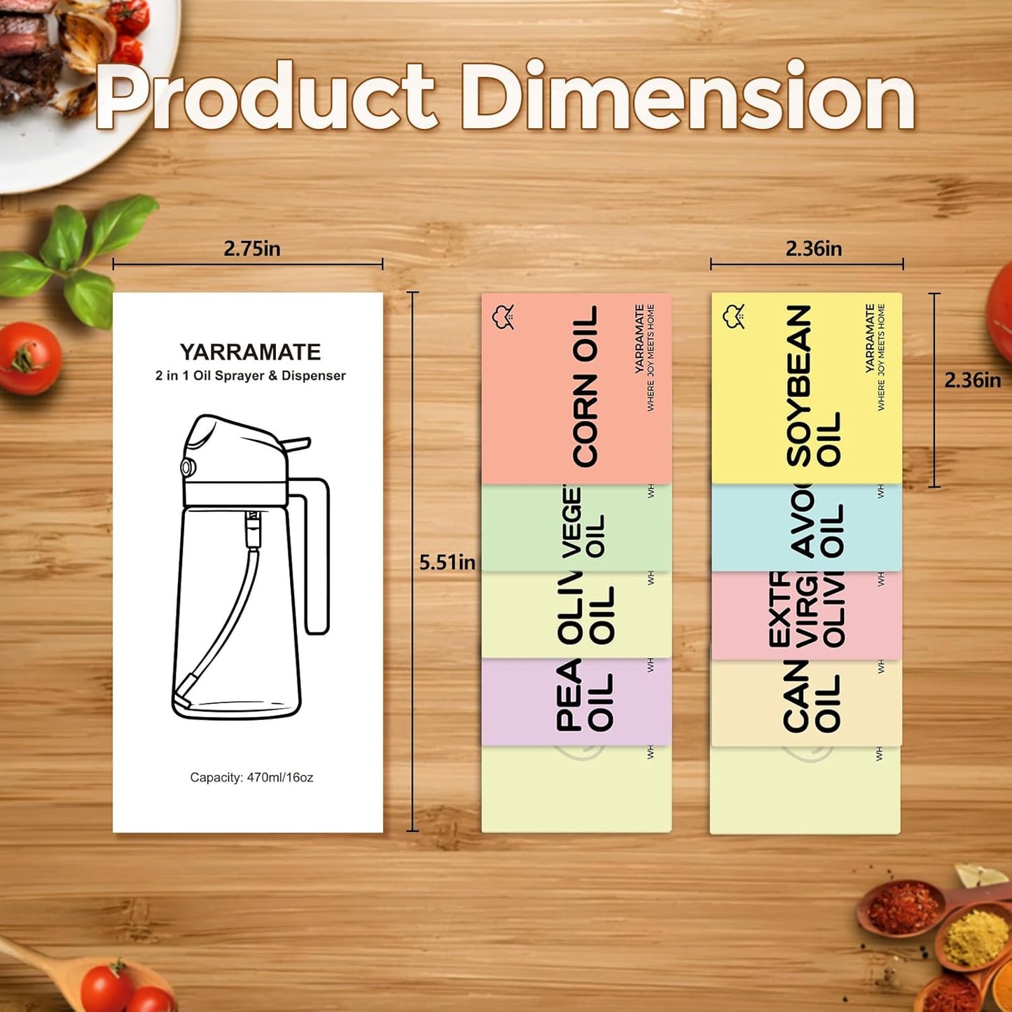 10 Color Labels for Oil Sprayer Bottles
