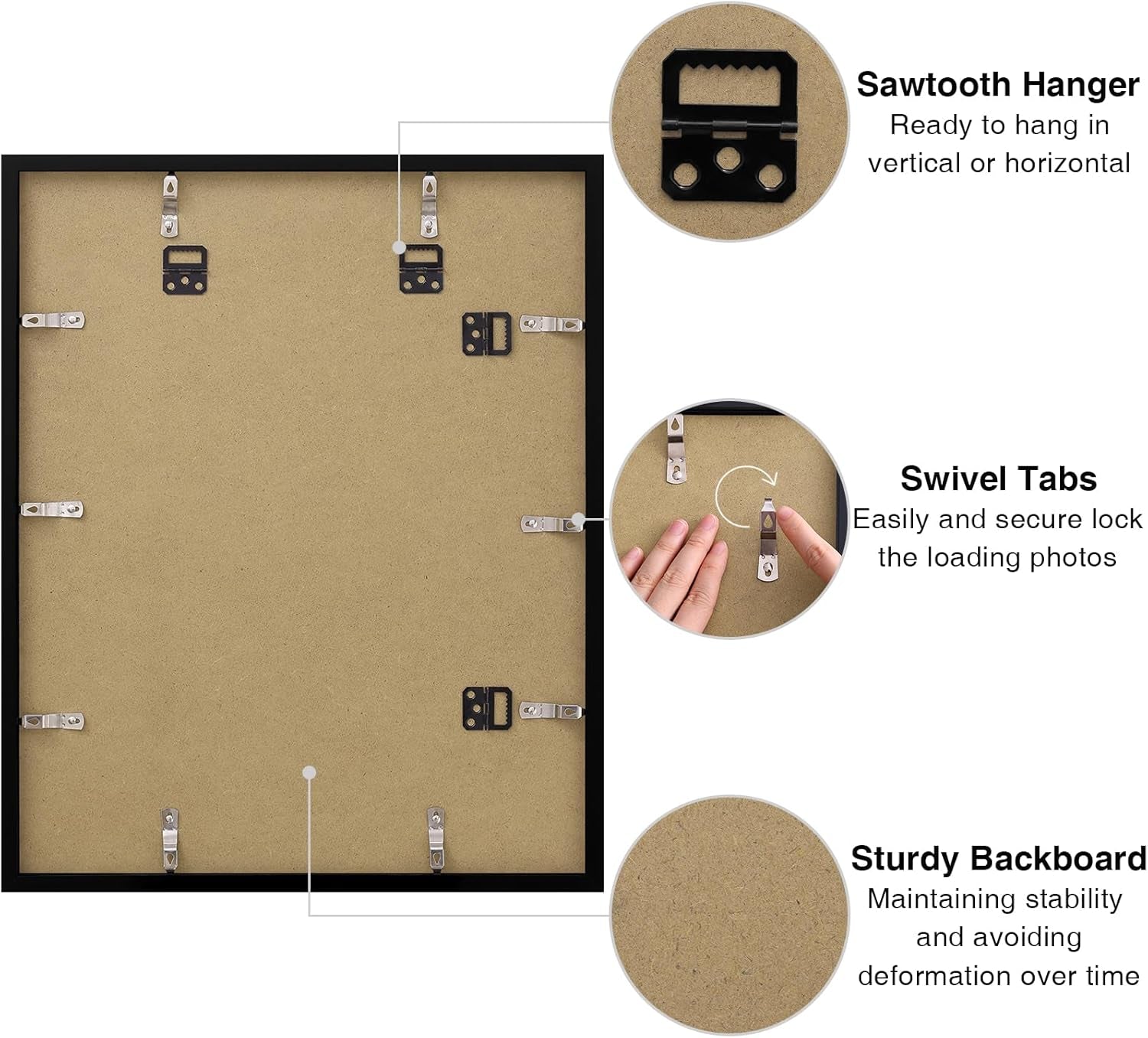 16X20 Picture Frame for Wall, Plexiglass, Displays Poster 11X14 with Mat or 16X20 without Mat, PVC Frame Material, Horizontal or Vertical Hanging, 1 Pack, Black