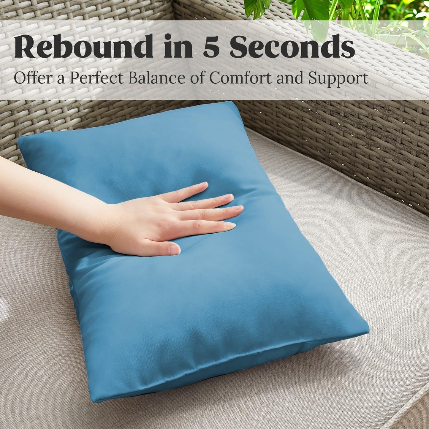 ® Outdoor Water Resistant Throw Pillows, Feathers and down Filled Decorative Pillows for Couch Cushion Garden Bench 12 X 20 Inch, Set of 2, Blue