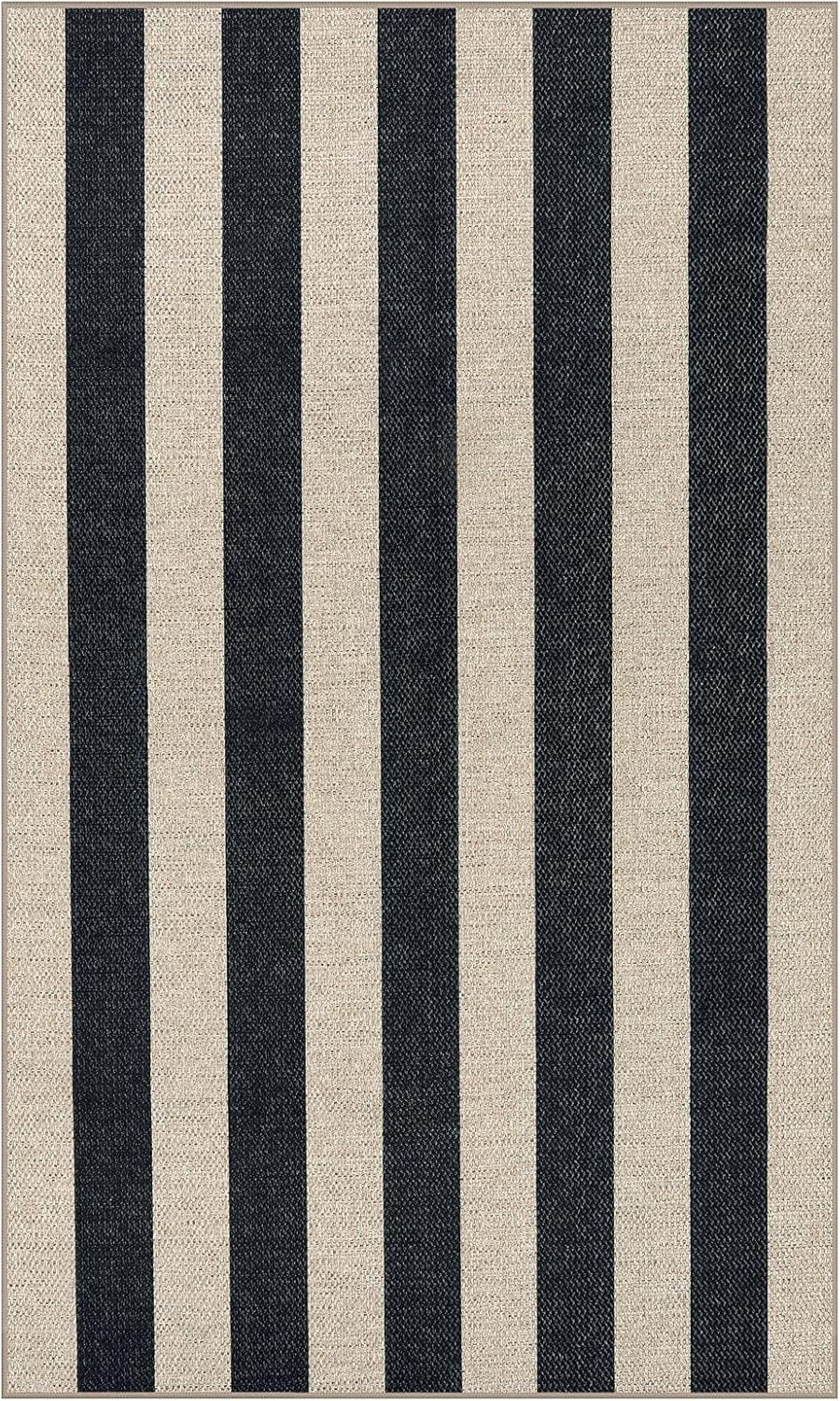 Striped Easy Jute Outdoor Patio Rug, 3X5 Washable Rugs for Entryway Porch, Farmhouse Neutral Non Shedding Indoor Outdoor Carpet for Entry Kitchen Guestroom Deck Foyer
