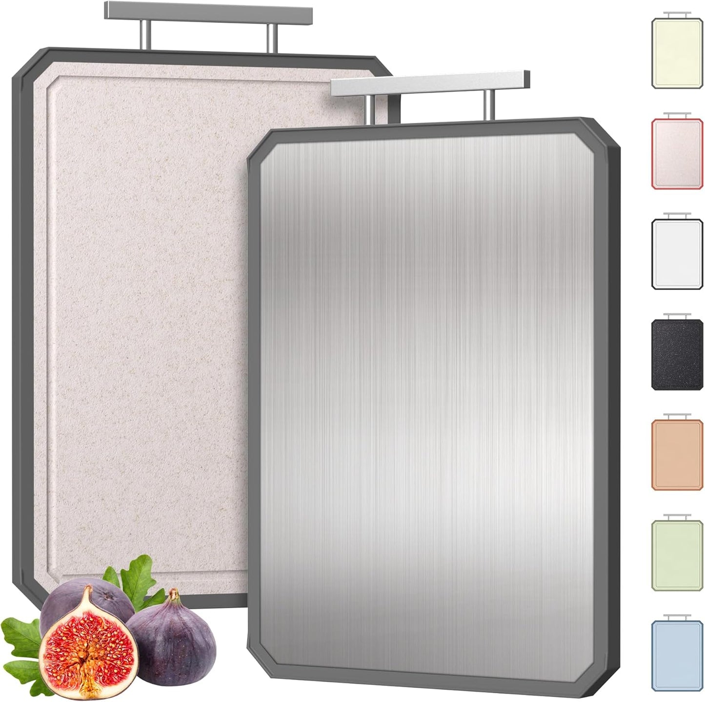 2 in 1 Stainless Steel Cutting Board with Handle Chopping Large Big Small Metal Carving Kitchen Meat Butcher Block Not Titanium Wood Bamboo Glass Marble Stone Rubber Plastic Silicone Acrylic Teak Sink