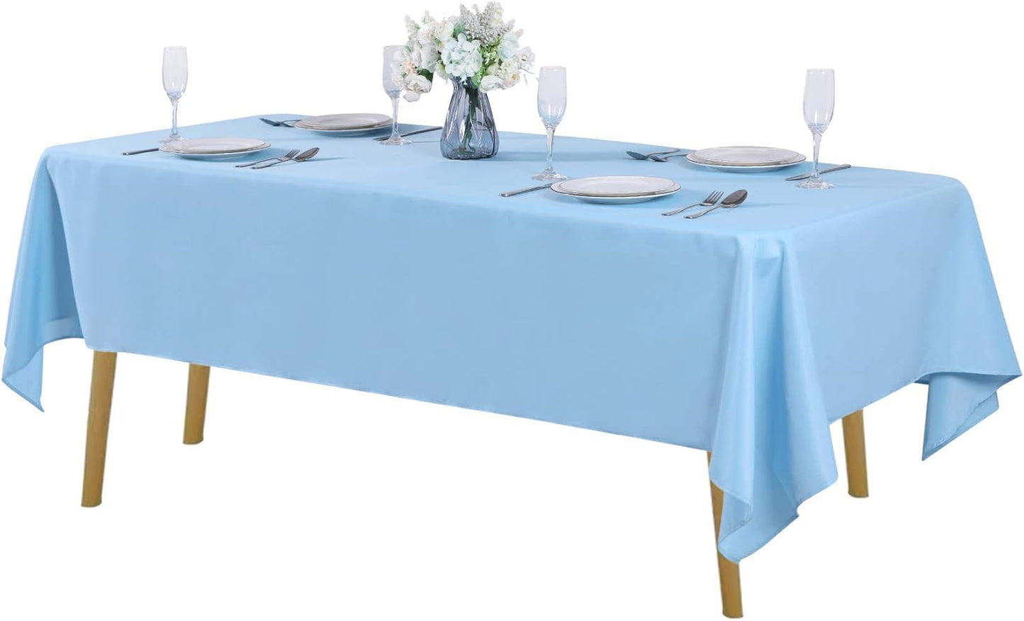 Rectangle Tablecloth 60X102 Inch Washable Polyester Fabric Table Cloth for Wedding Party Dining Banquet Decoration(60X102, Blue Mist)