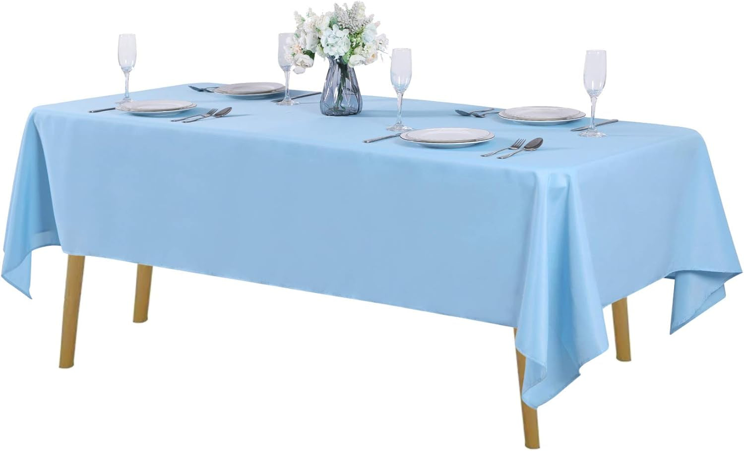 Rectangle Tablecloth 60X102 Inch Washable Polyester Fabric Table Cloth for Wedding Party Dining Banquet Decoration(60X102, Blue Mist)