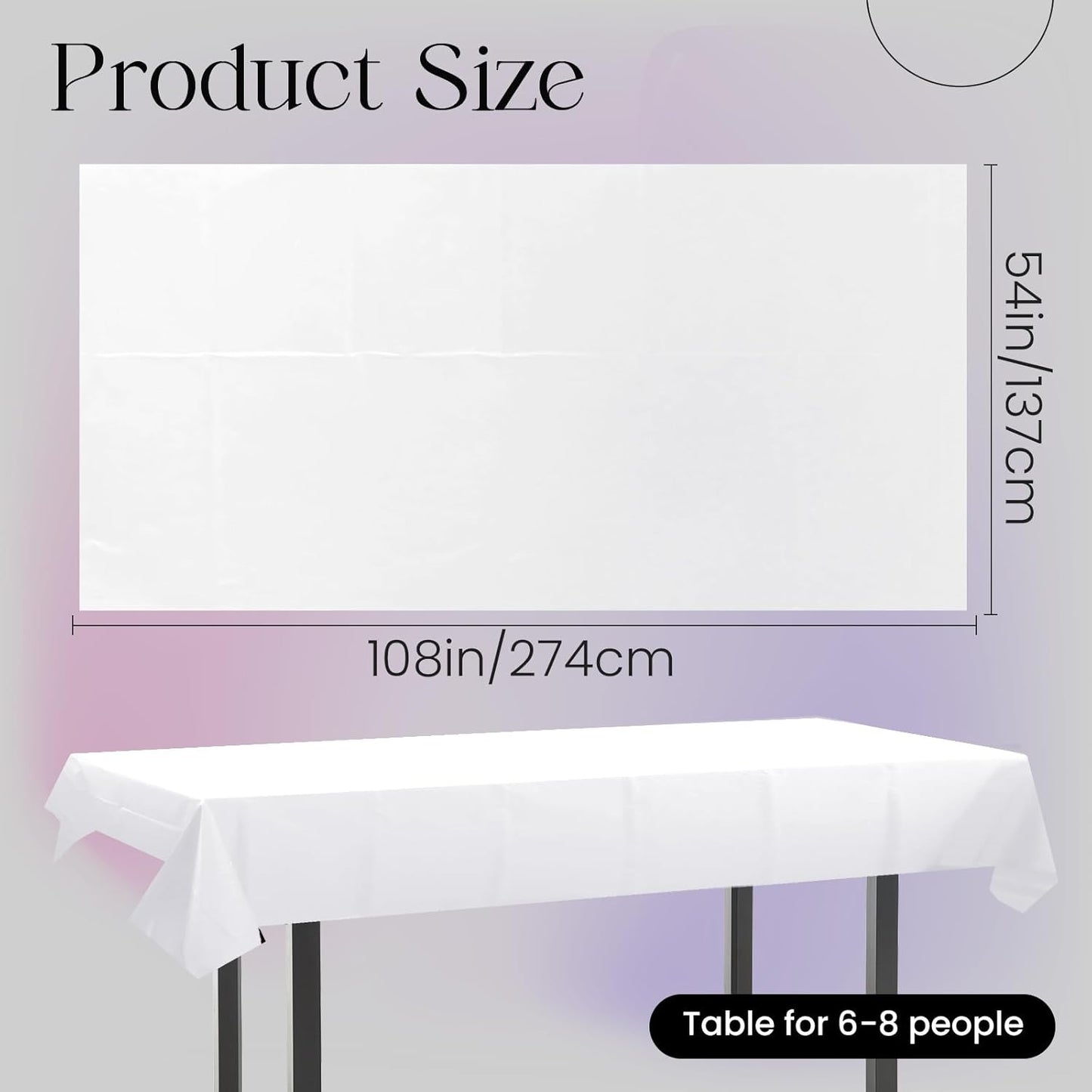 White Rectangle Tablecloth - Heavy-Duty Waterproof Plastic, 54x108 Inches, Stain Resistant Surface Protector for Dining, Parties, Buffets, and Weddings