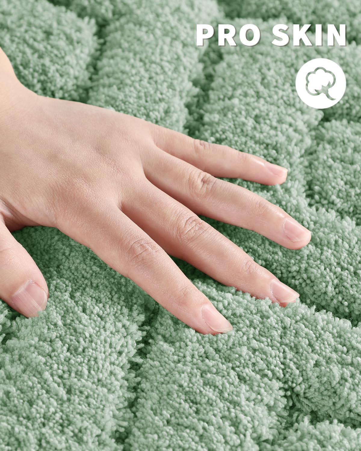 Bathroom Rugs Mat, Extra Soft Fluffy and Absorbent Microfiber Bath Rugs, Non Slip Plush Shaggy Shower Rug, Machine Washable Mats for Bathroom Floor, Tub and Laundry, 32"X20", Sage Green