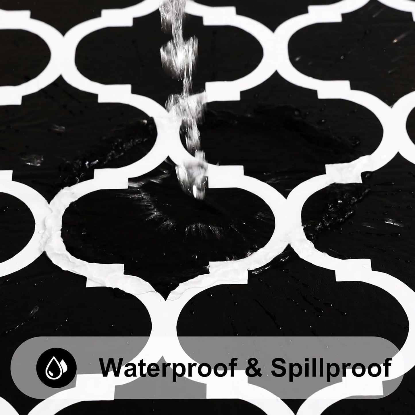 Rectangular Waterproof Vinyl Tablecloth with Flannel Backing, Wipeable and Spillproof for Indoor and Outdoor Use (60" x 84", Black)