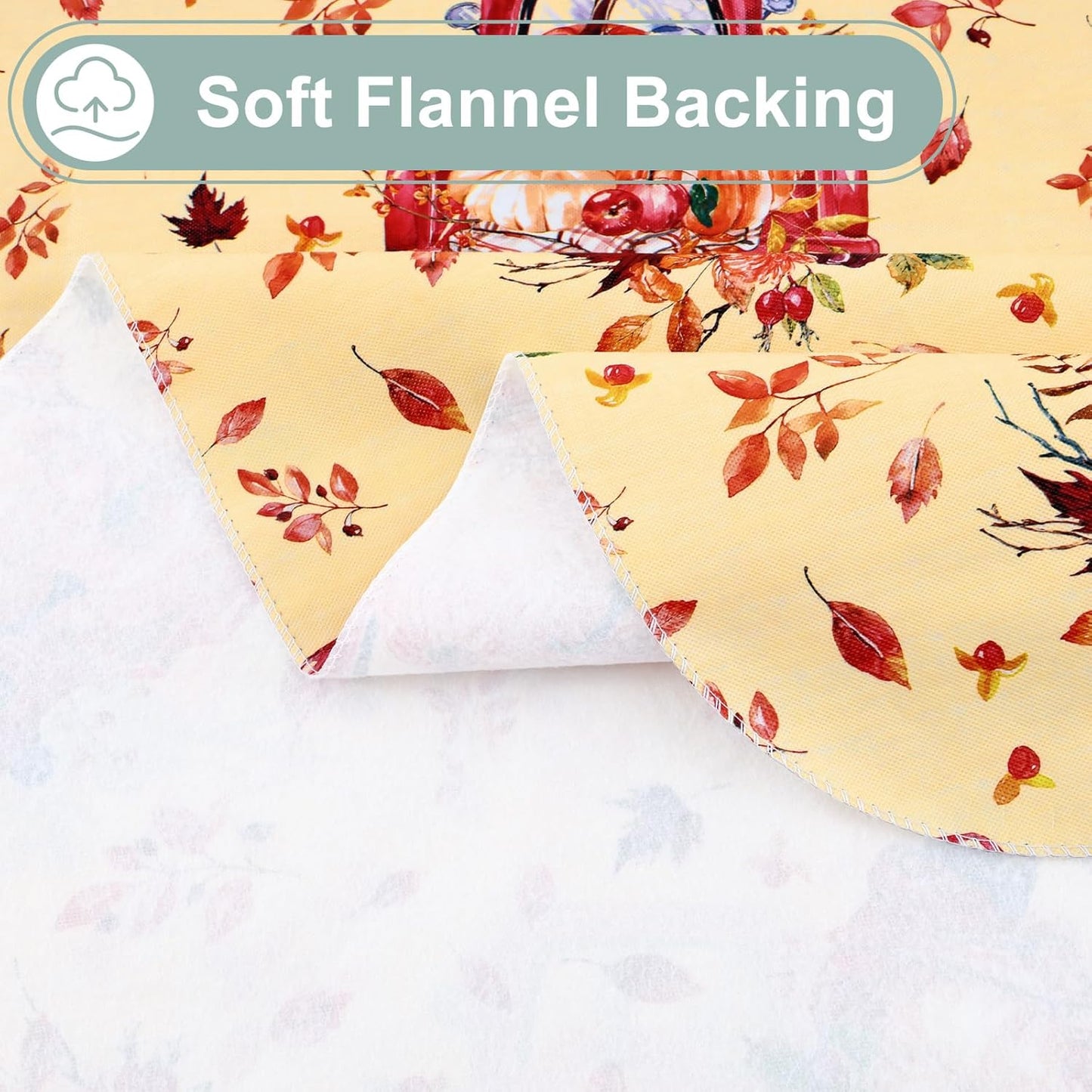 Rectangle Waterproof Vinyl Table Cloth, Wipeable Tablecloth with Flannel Backing, Plastic Table Cover for Fall, Thanksgiving (Pumpkin Truck, 60" X 84")