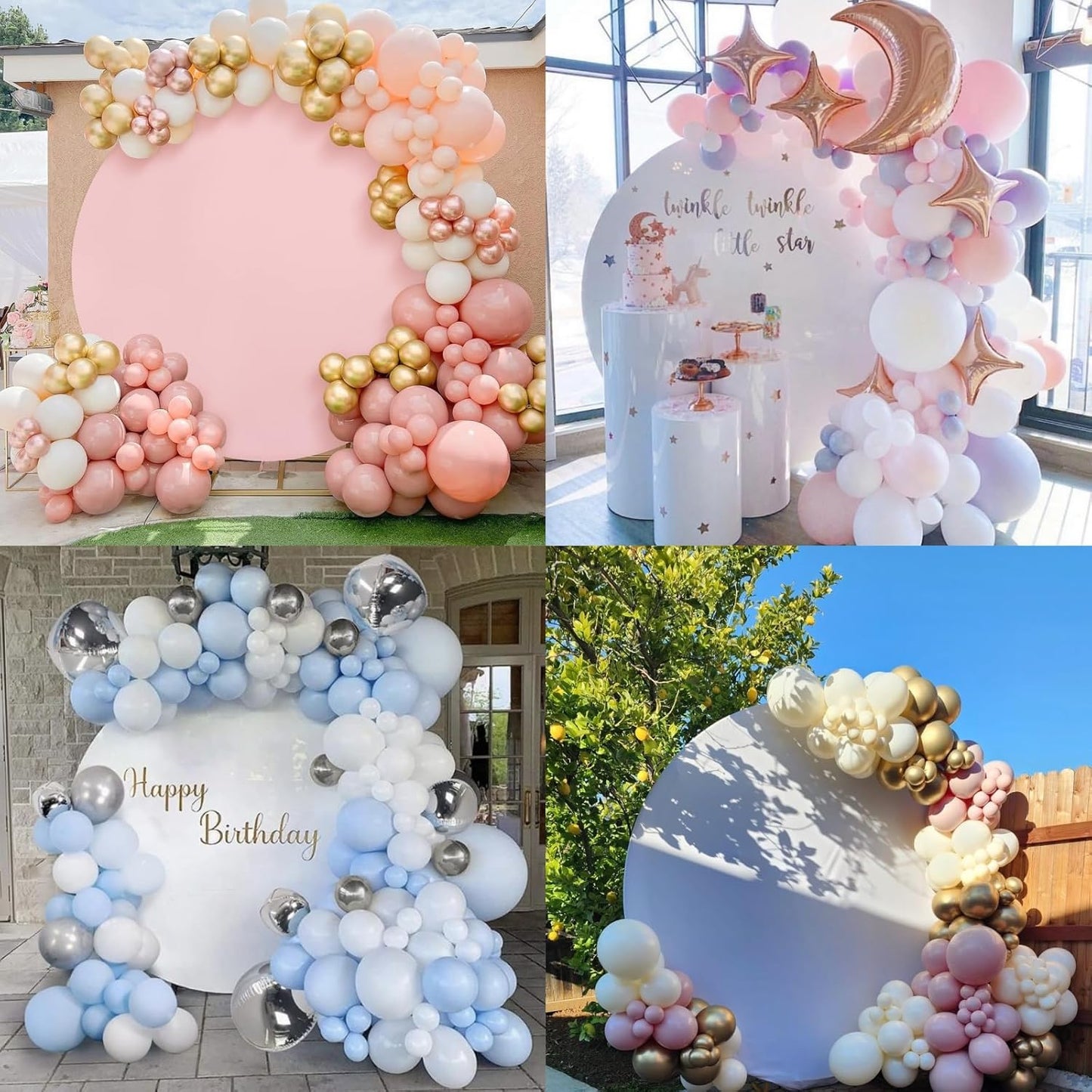 round Arch Cover Spandex Fitted Arch Stand Covers round Balloon Top Chiara for Wedding Birthday Party Baby Shower Ceremony Decoration White 7.2FT