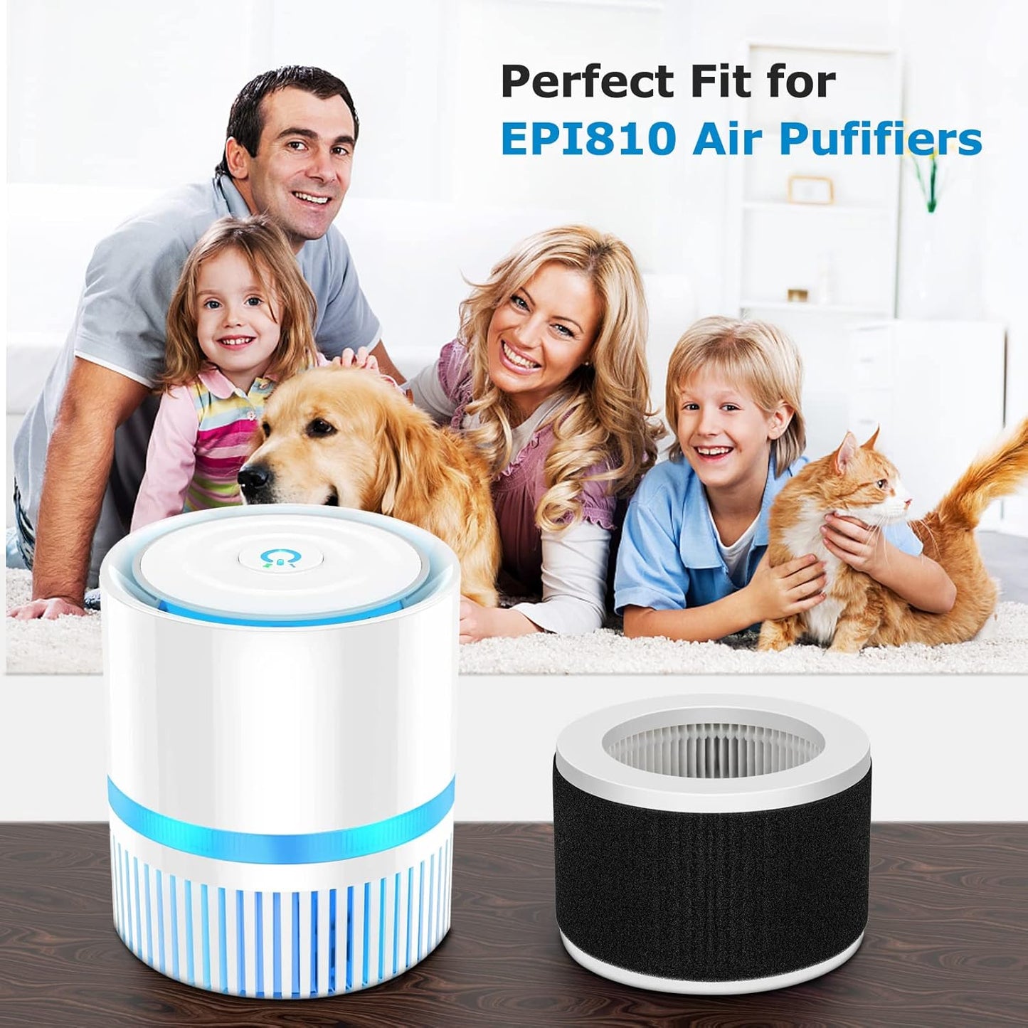 EPI810 Replacement Filter for KOIOS, MOOKA, and MEGAWISE Air Purifiers - 3-in-1 HEPA Filter - 2-Pack