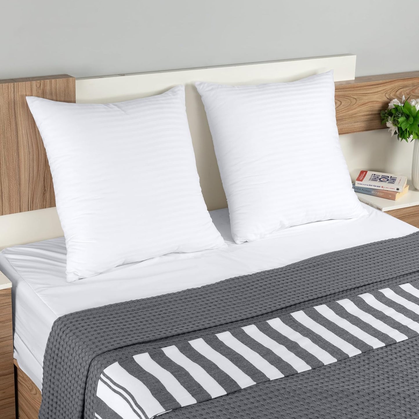 Pillows European Size Set of 2 (White), Hotel Pillows, Cooling Pillow for Side, Back or Stomach Sleepers