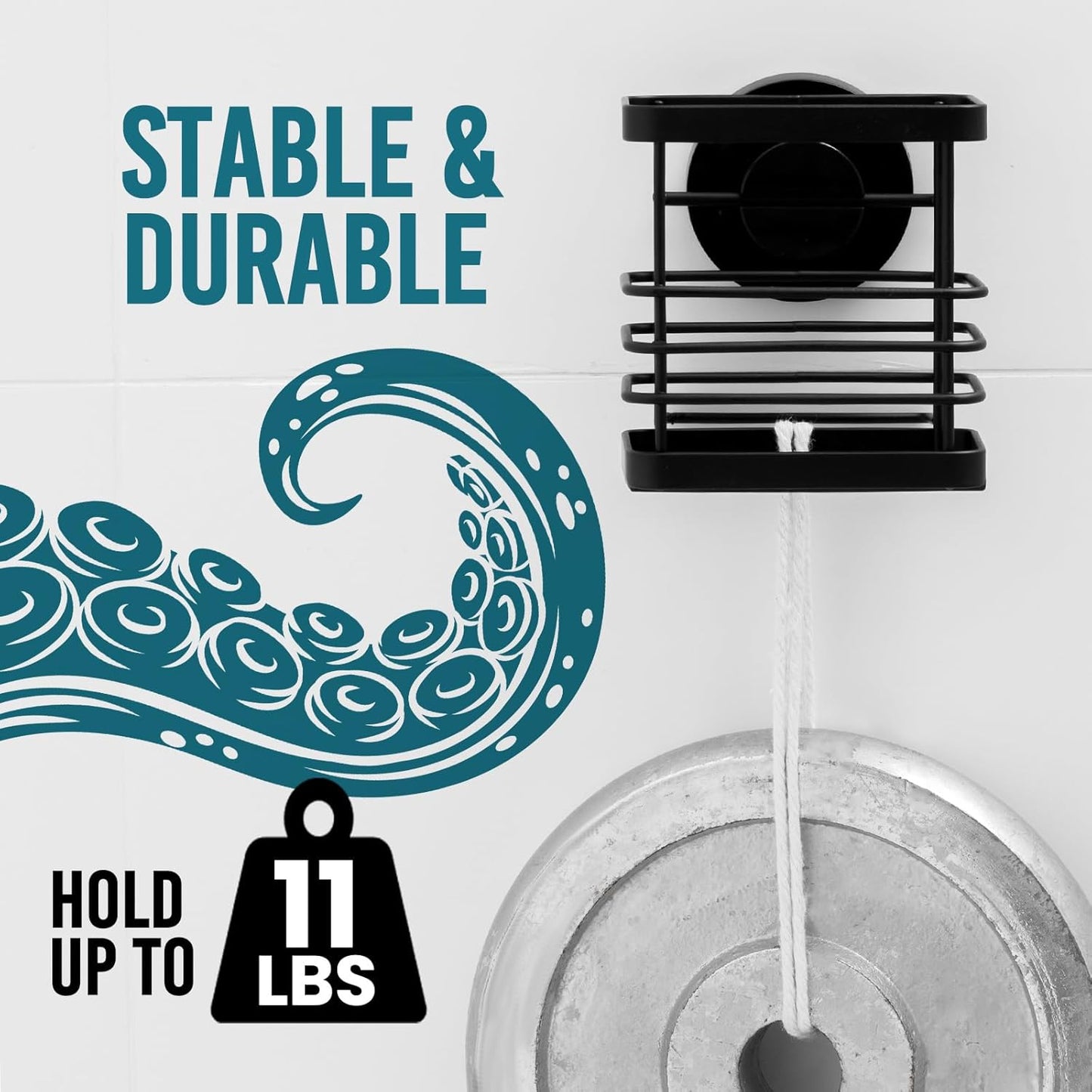 Patented Suction Cup Toothbrush Holder, Stainless Steel Anti-Puddling Shower Toothbrush Holder, No Drilling Removable Organizer for Bathroom Toothpaste, Razor, Kitchen and Office Items, Black