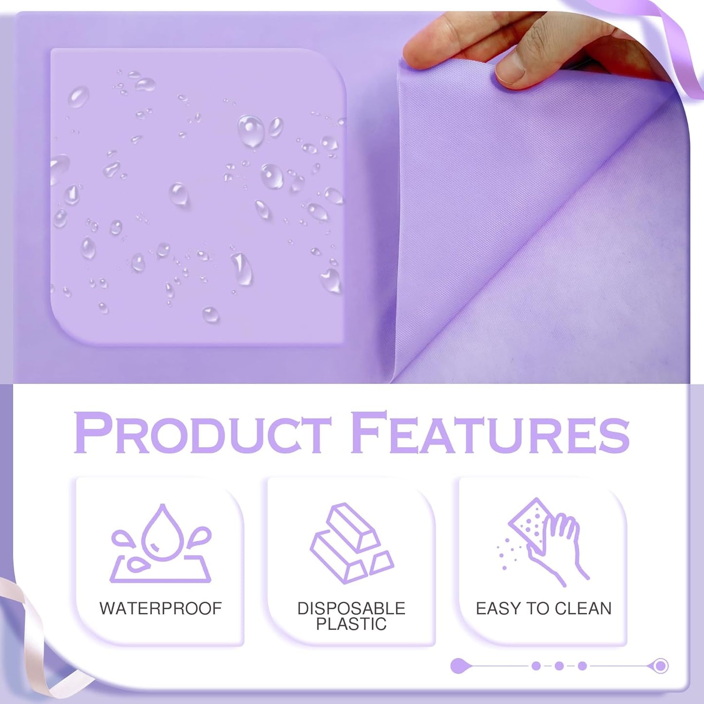 Light Purple Rectangle Tablecloth Set of 4, 54x72 Inches, Waterproof and Spillproof Disposable Plastic Covers, Durable for Dining, Buffet, Picnic, and Outdoor Events