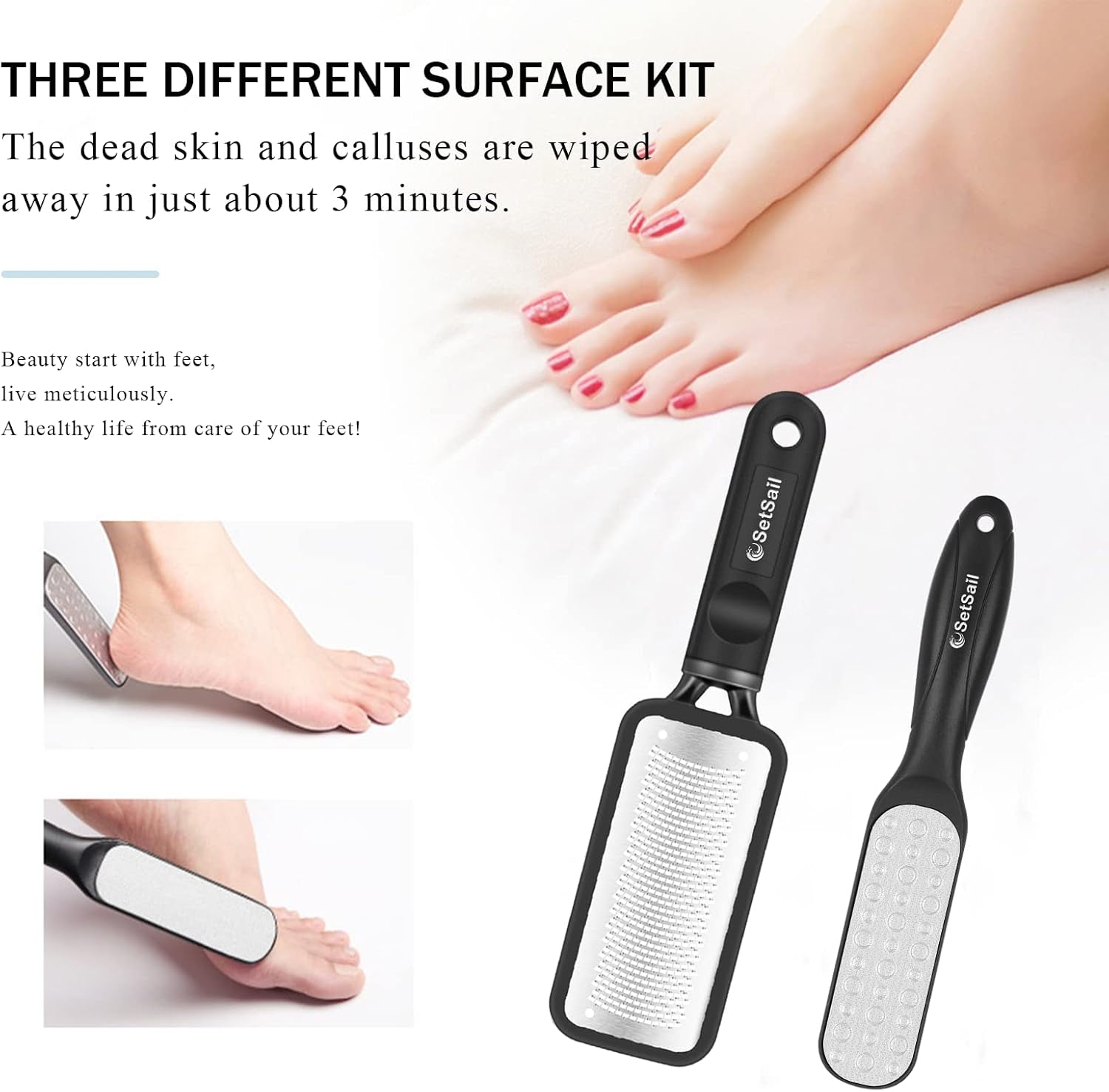Callus Remover for Feet 2 Pack Colossal Foot Files Kit Foot Scrubber Foot Rasp Premium Stainless Steel Foot Files for Professional Foot Care
