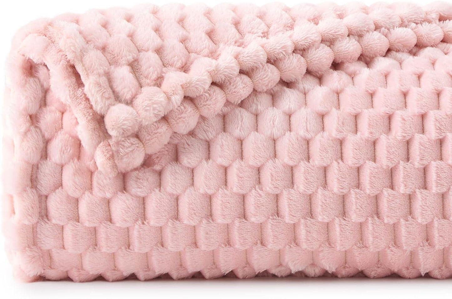 Fleece Decorative Blanket - 3D Jacquard Pink Throw Blankets for Women'S Couch & Bed, Soft and Cozy Warm Plush Fluffy Blanket, Cute Birthday Gift for Women, 50X60 Inches