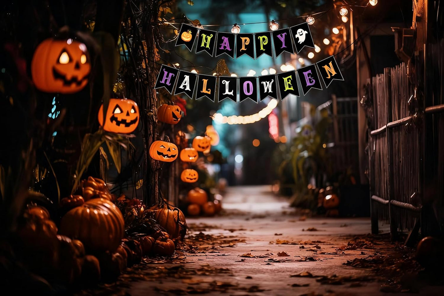 Halloween Decorations, Happy Halloween Banner, Spooky Party Garland for Indoor & Outdoor Decor, Trunk or Treat Backdrop, Spooky Hanging Supplies
