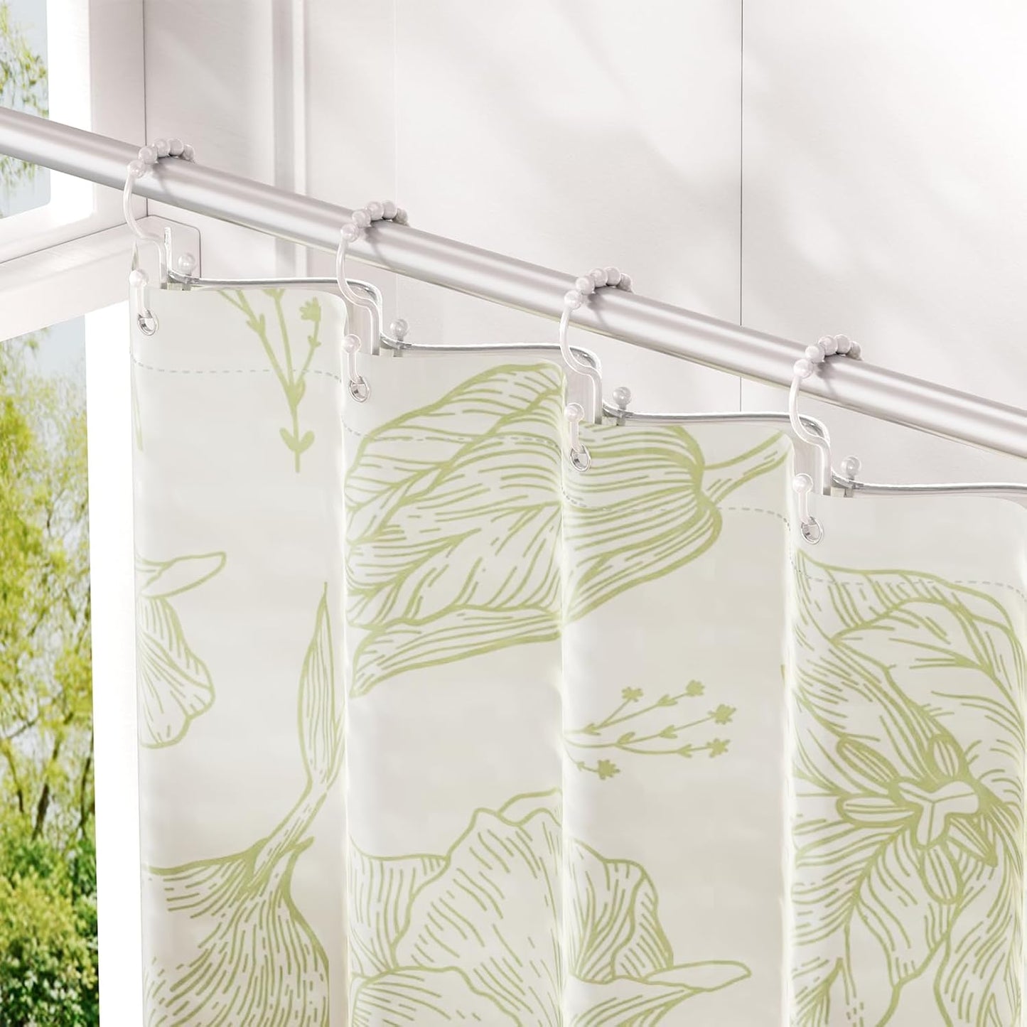 Plastic Shower Curtain Hooks, Shower Curtain Hooks Rings, Double Shower Curtain Hooks, Shower Hooks for Shower Curtain, White Shower Curtain Hooks for Curtain Liner Bathroom - 12 Pcs